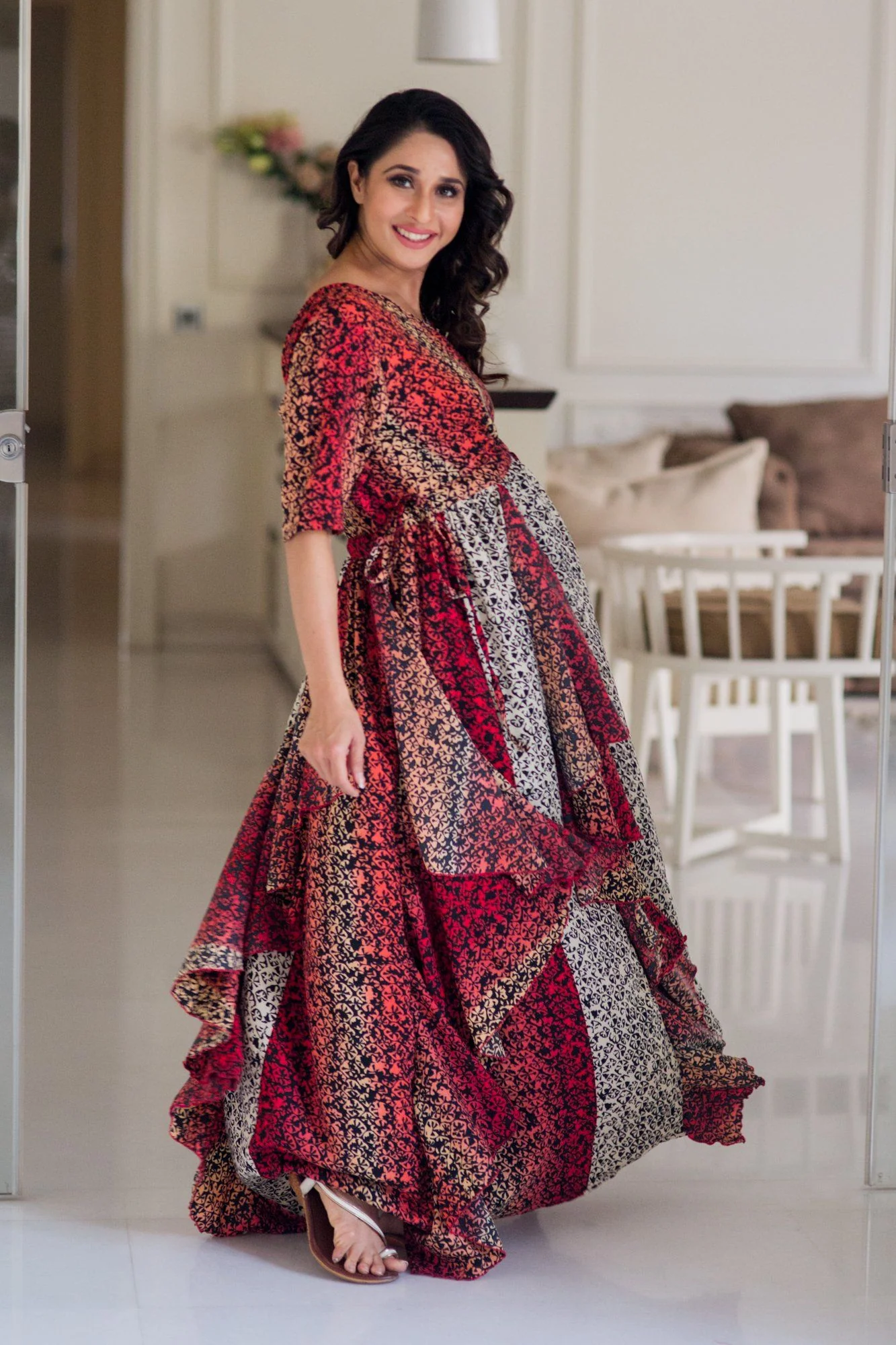 Luxe Sunset Ombre Cascading Maternity Dress - Chenance