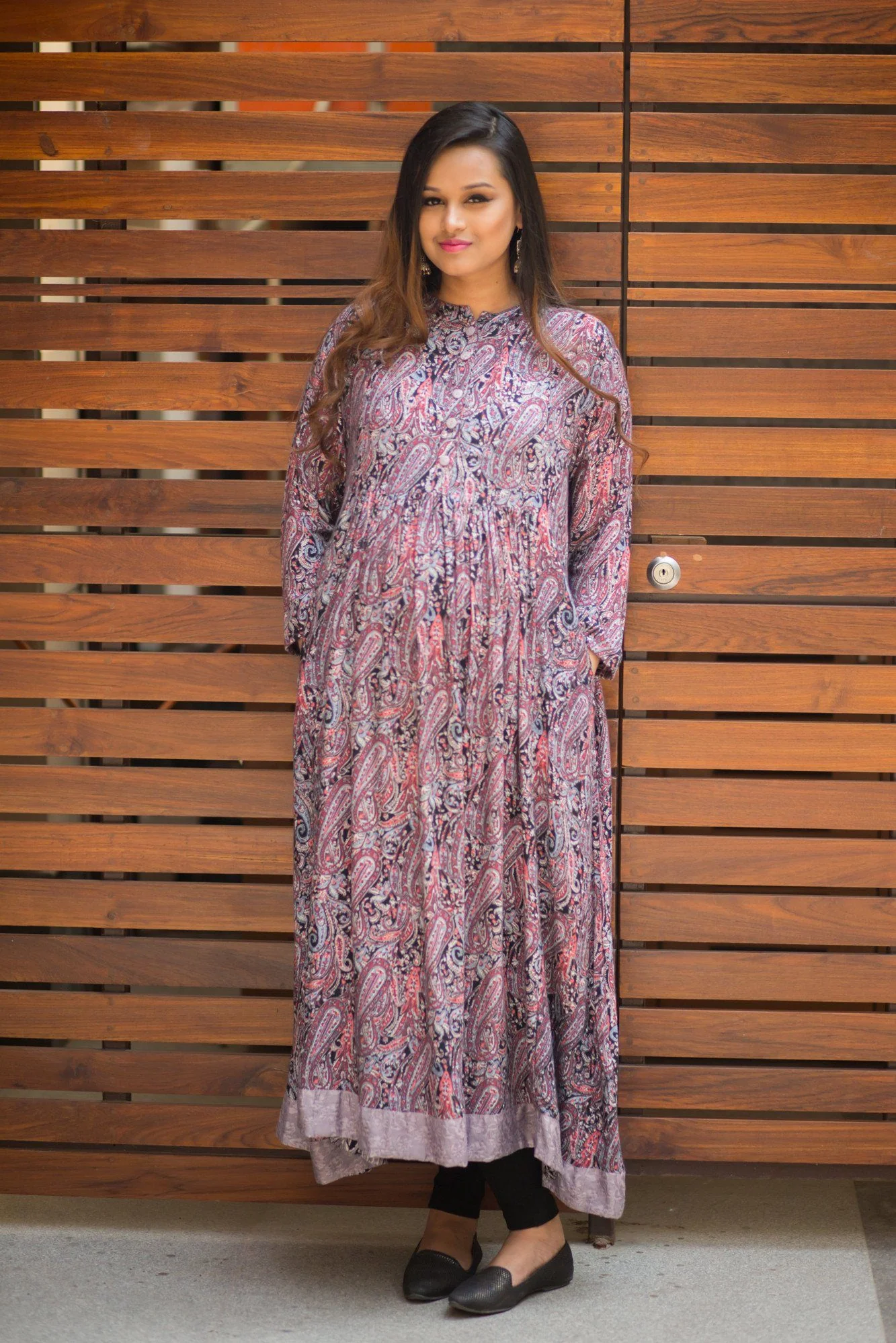 Lilac Paisley Print Maternity & Nursing Kurta - Chenance