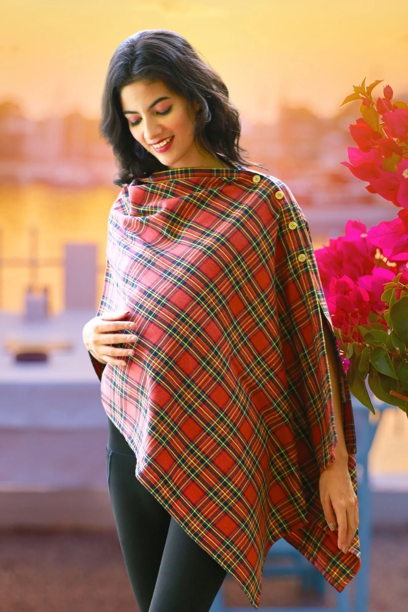 Vintage Rouge Checks Versatile Nursing Stole - Chenance