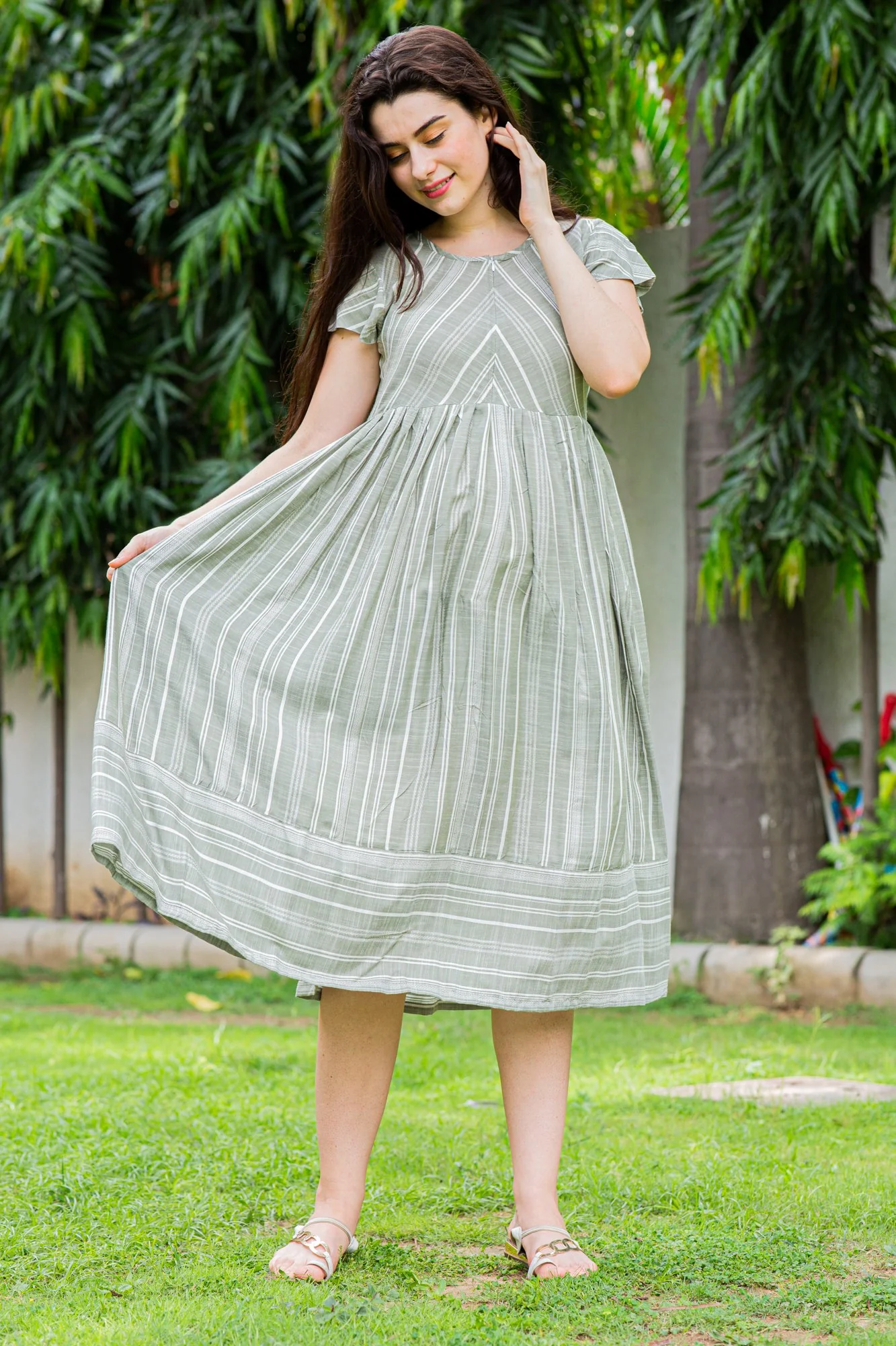 Soft Green Maternity & Nursing Dress - Chenance