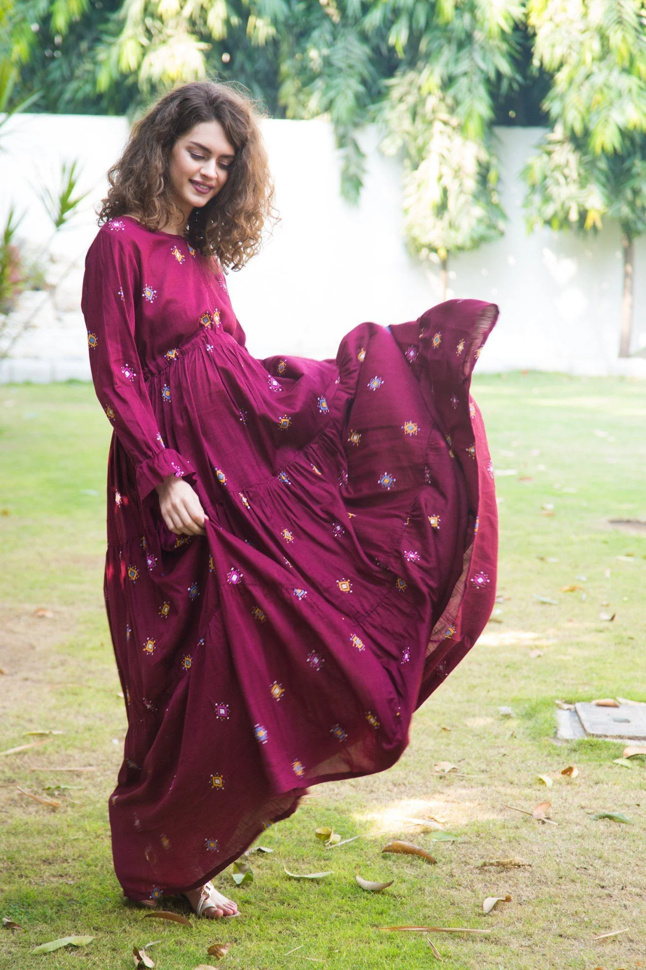 Crimson Layered Maternity & Nursing Dress - Chenance