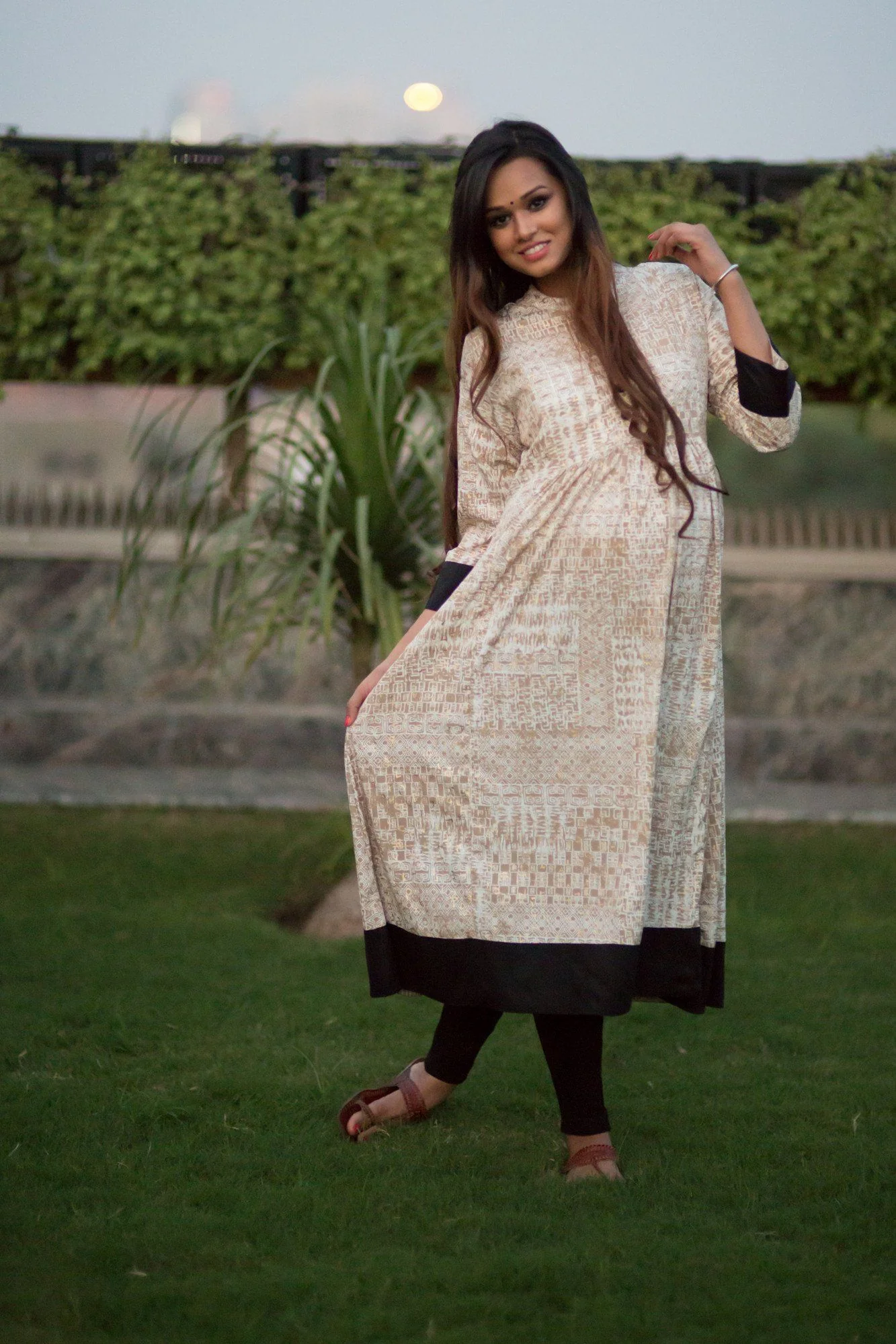 White and Gold Maternity & Nursing Kurta - Chenance