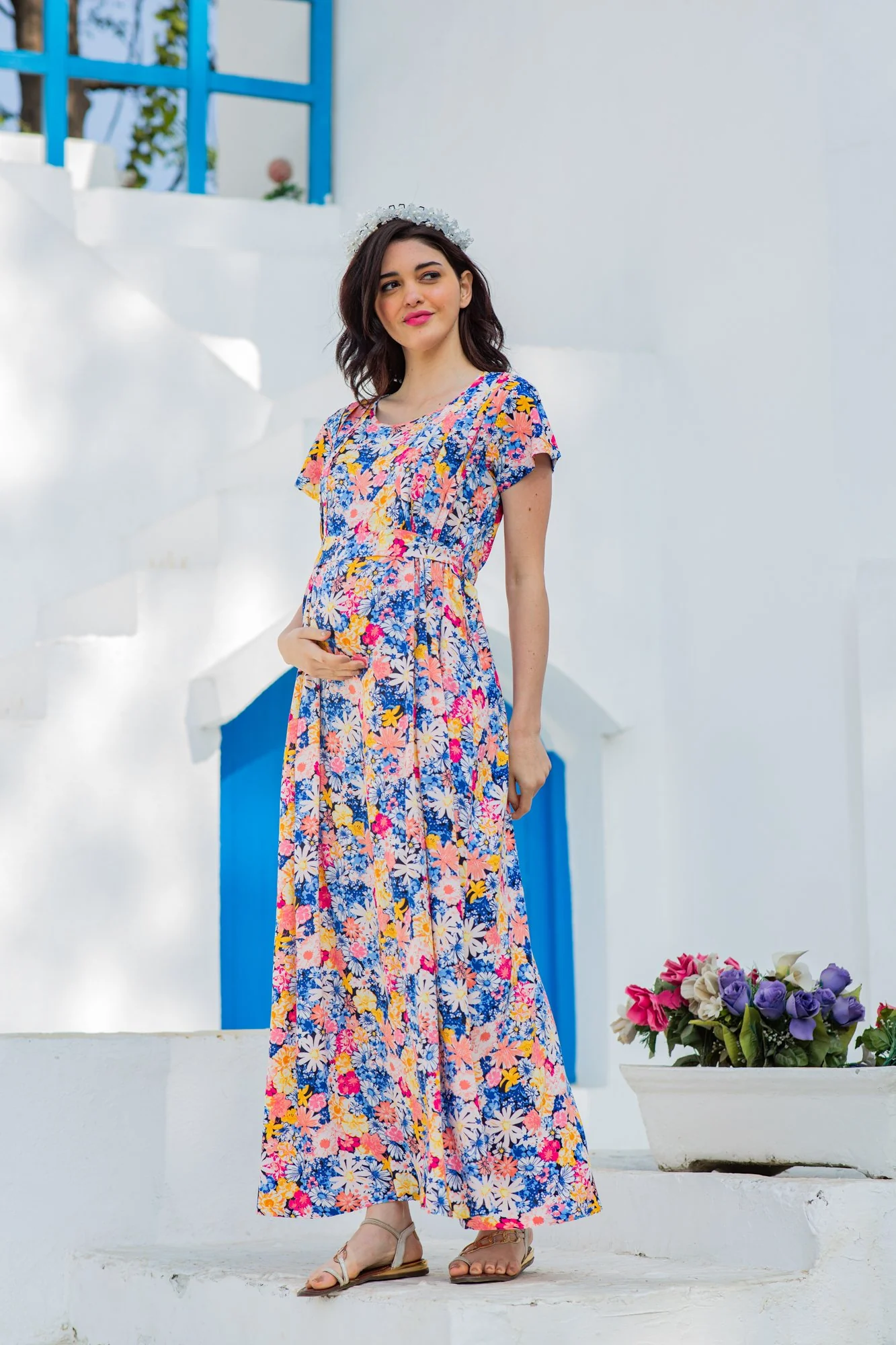 Azure Lily Pintucks Concealed Zips Dress - Chenance