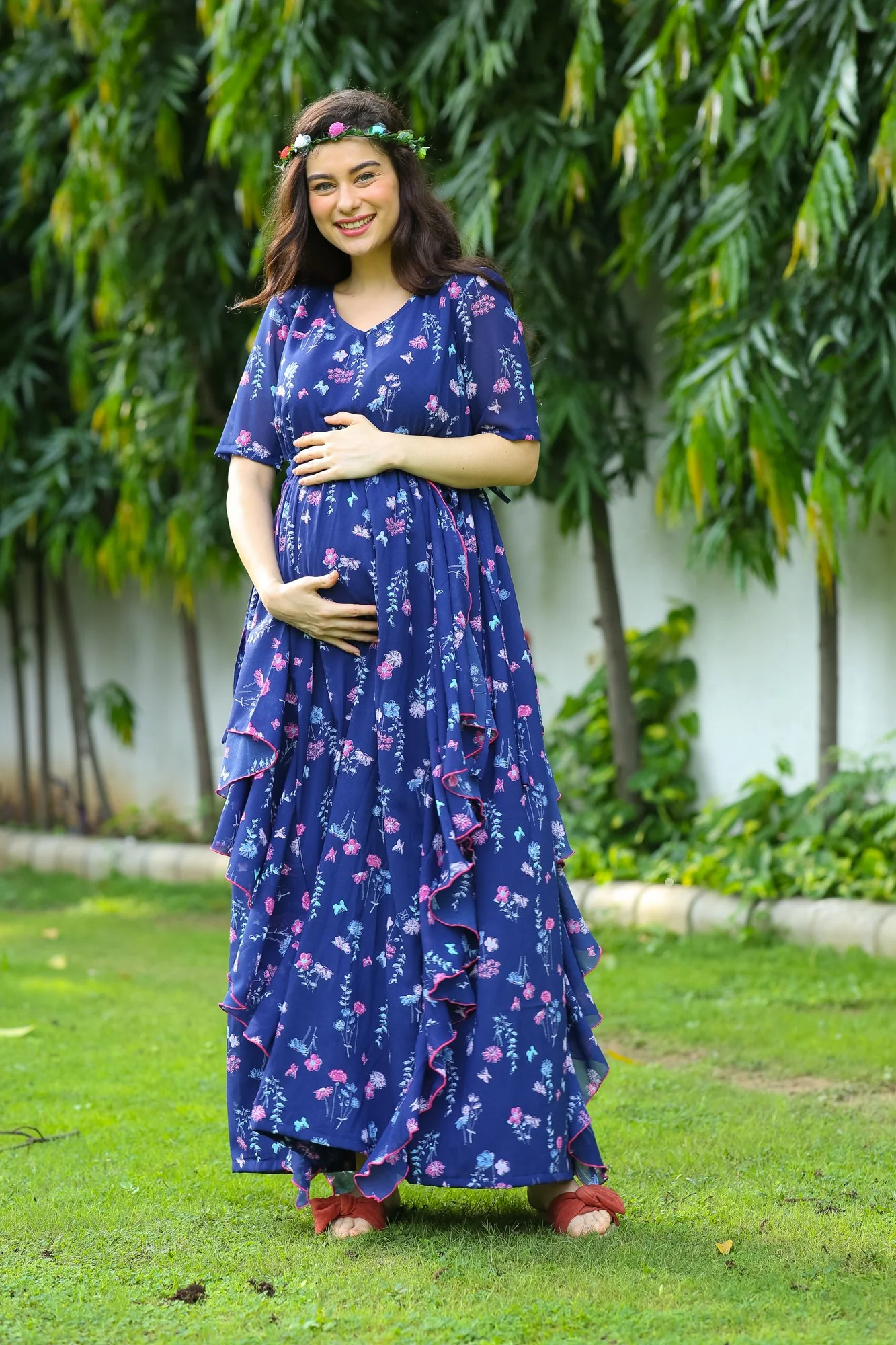 Azure Pink Maternity Flow Dress - Chenance