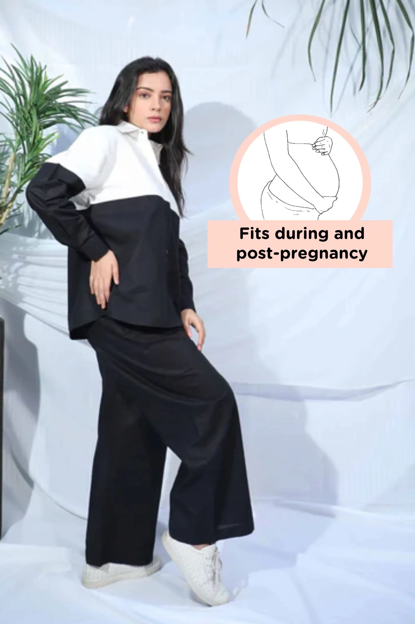 Classic Black Maternity & Nursing Coord Set (Cotton Linen) (2 pc) - Chenance