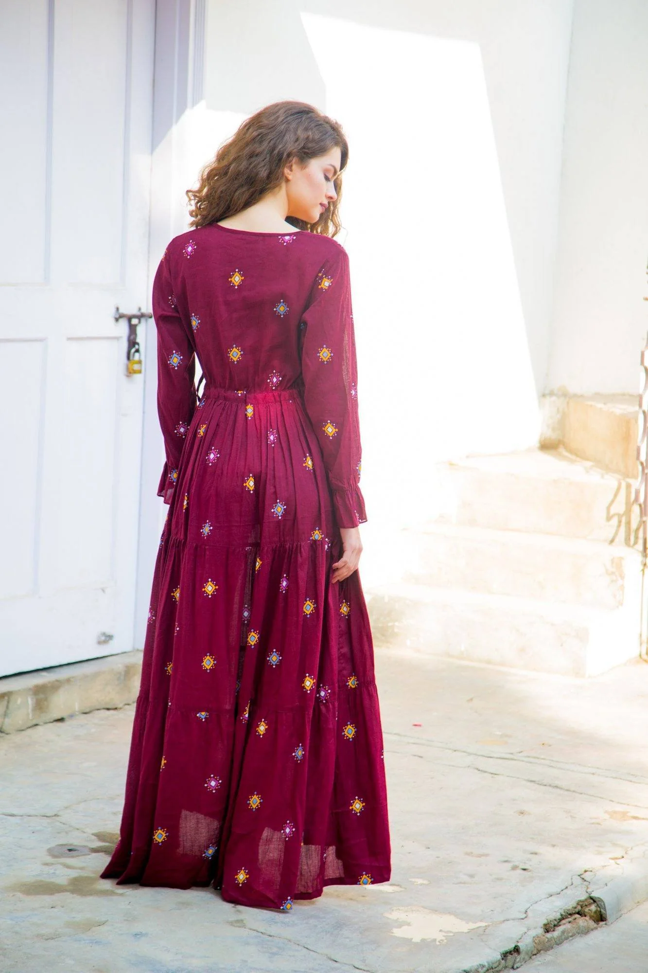 Crimson Layered Maternity & Nursing Dress - Chenance