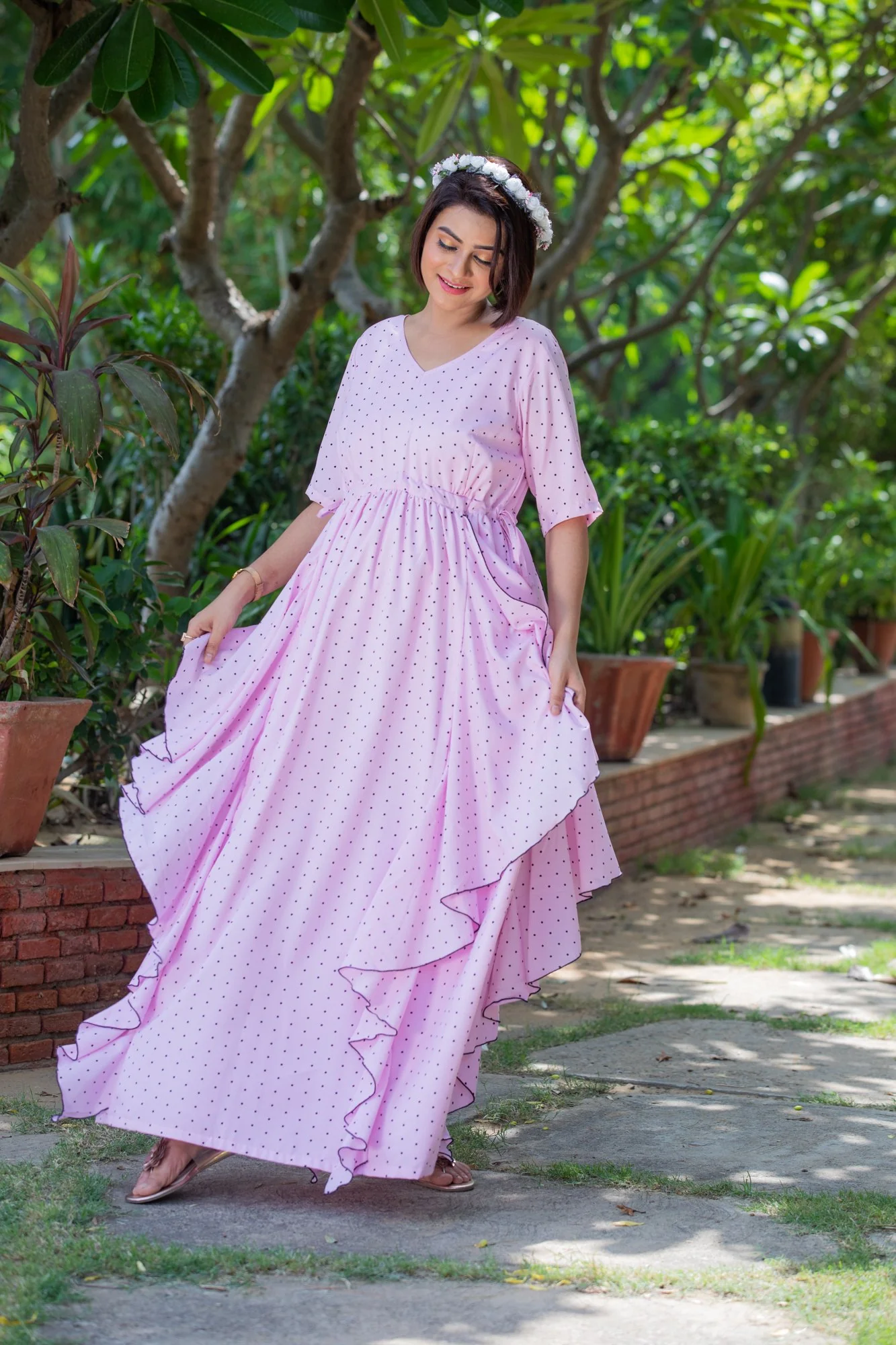 Angelic Baby Polka Maternity Flow Dress - Chenance
