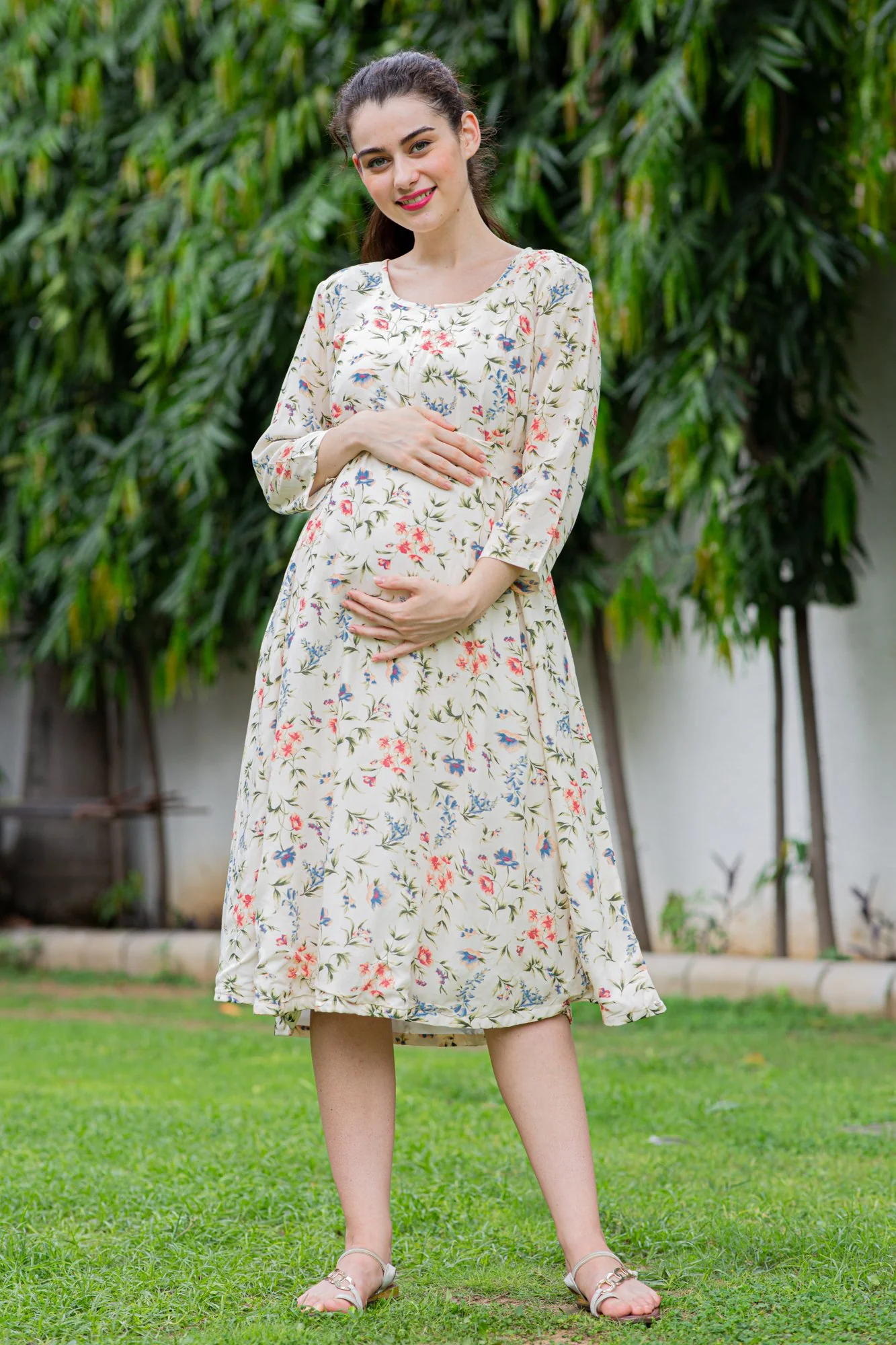 Serene Maternity & Nursing Dual Cowl Dress Kurta - Chenance