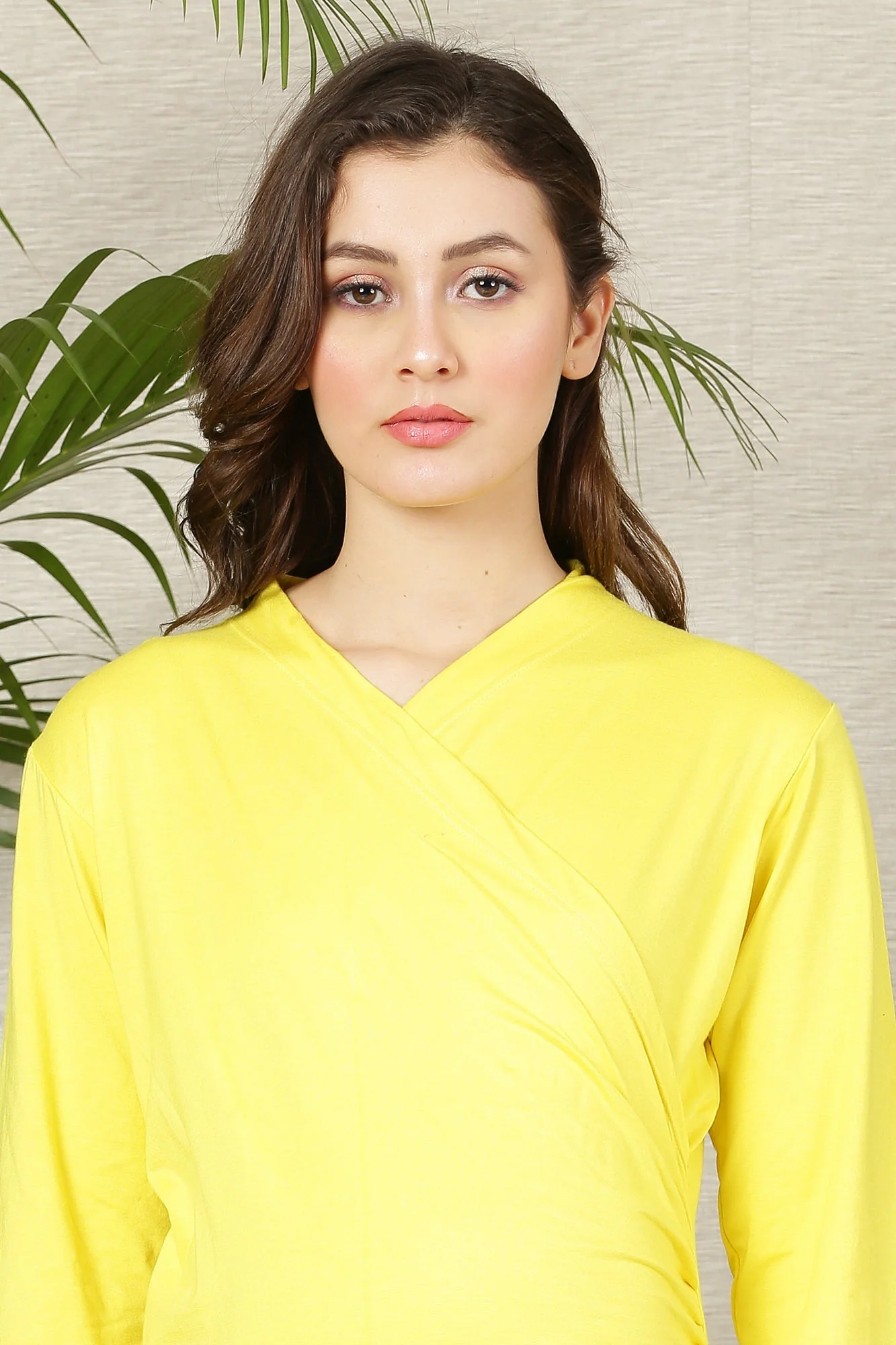 Yellow Gathered Maternity & Nursing Wrap Top - Chenance