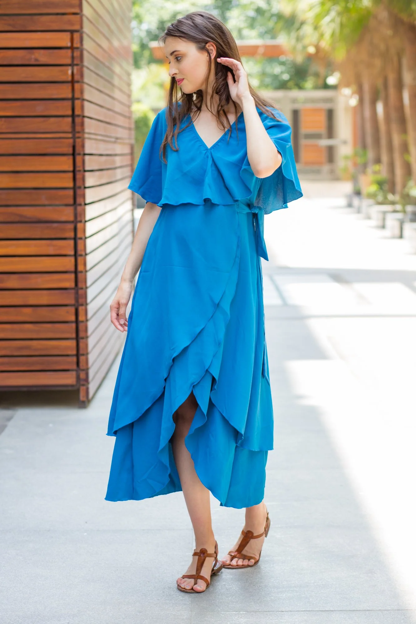 Azure Maternity & Nursing Layer Dress - Chenance