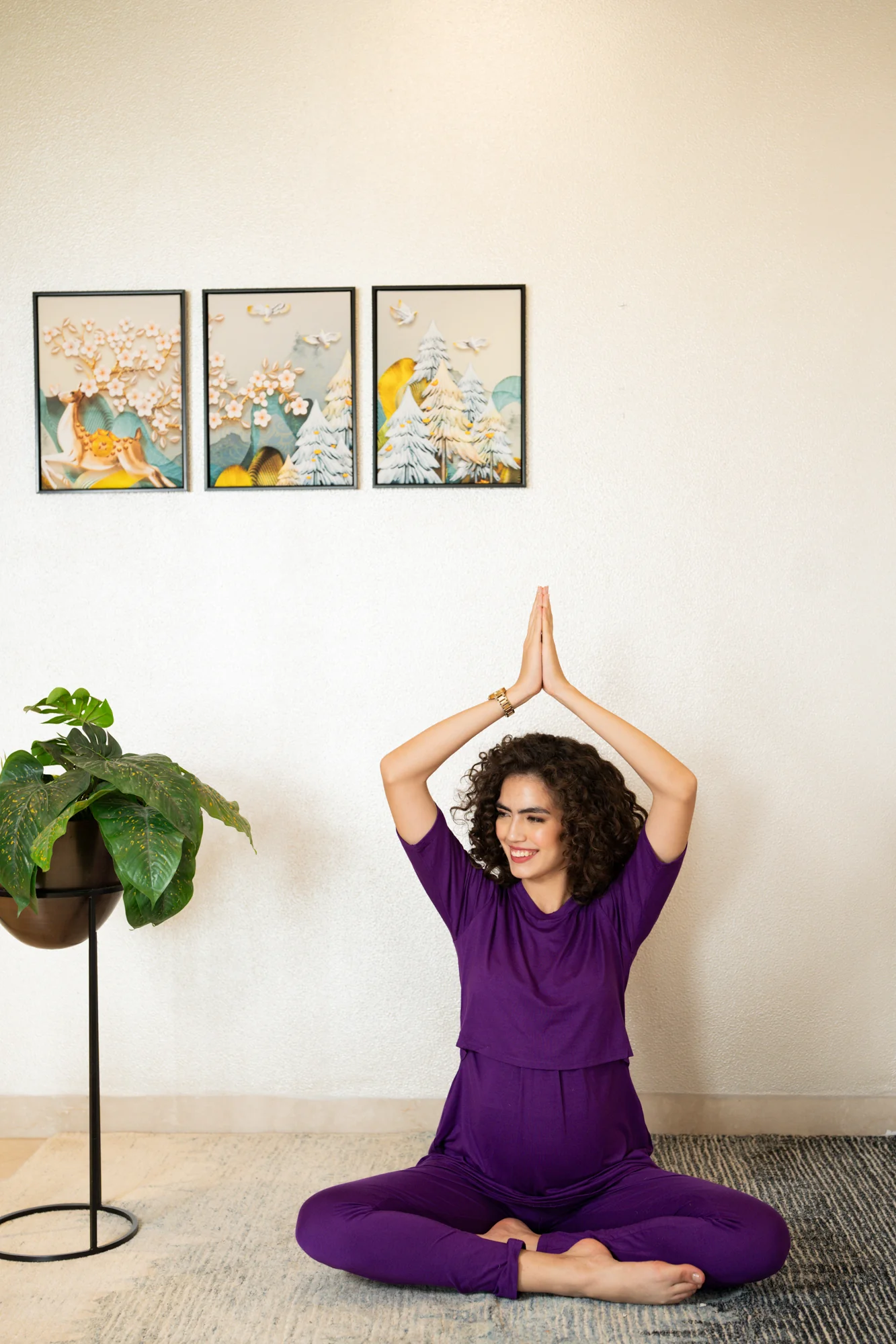 247 Comfy Purple Zipless Maternity Athleisure Set - Chenance