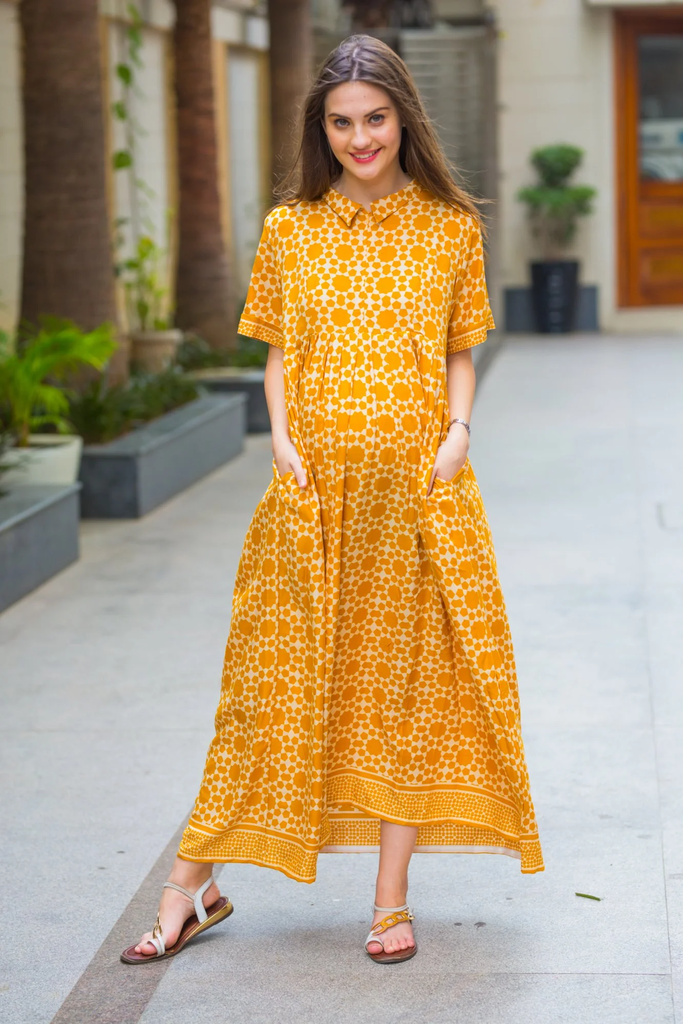 Sunny Printed Maternity & Nursing Dress - Chenance