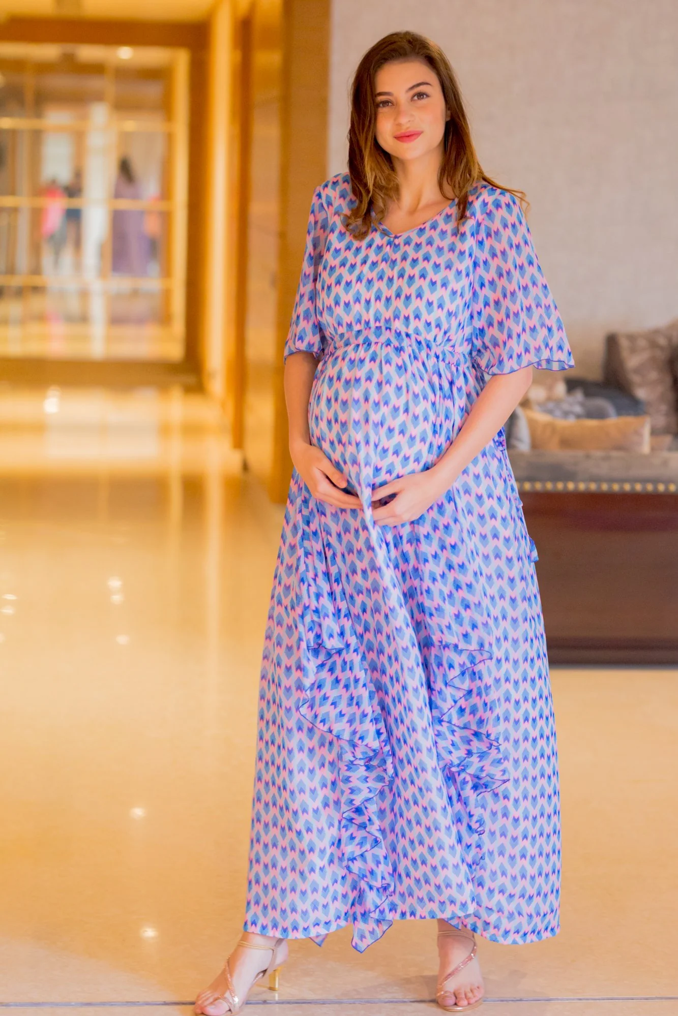 Pastel Blue Pink Luxe Maternity Dress - Chenance