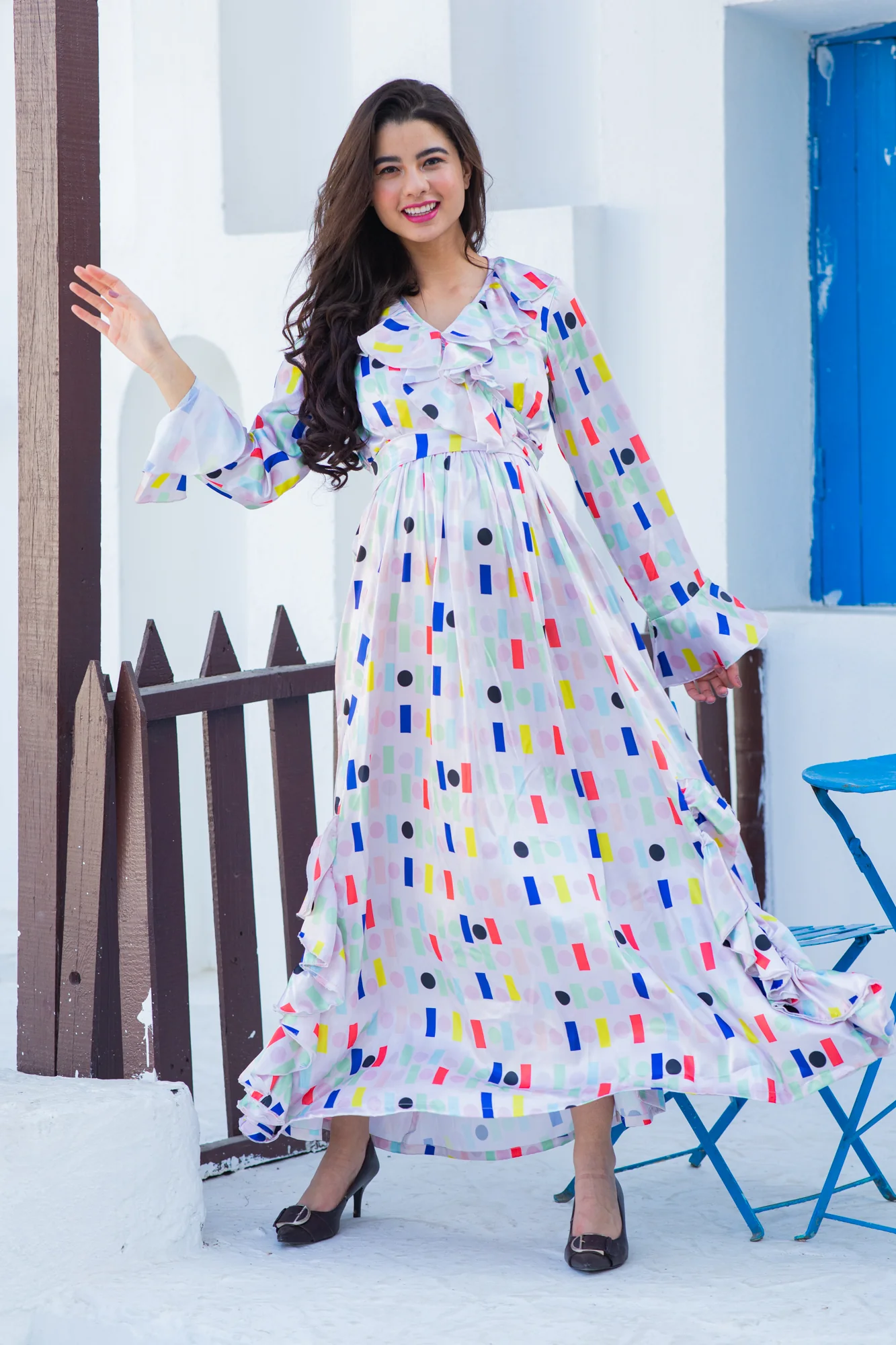 Unique Pristine White Satin Maternity Frill Dress - Chenance