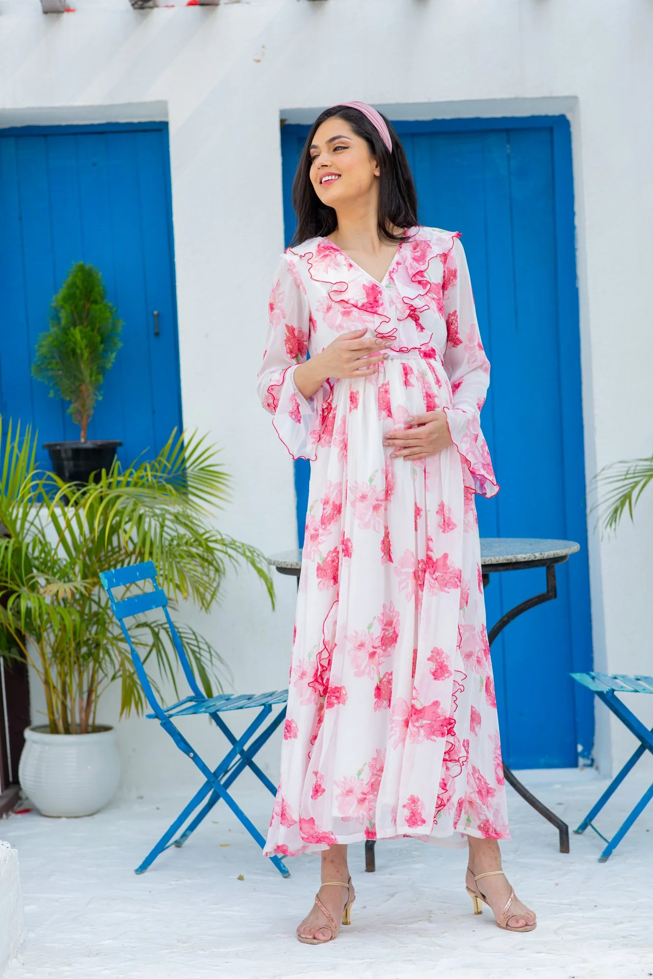 Angelic Rose Blush Maternity & Nursing Frill Dress - Chenance