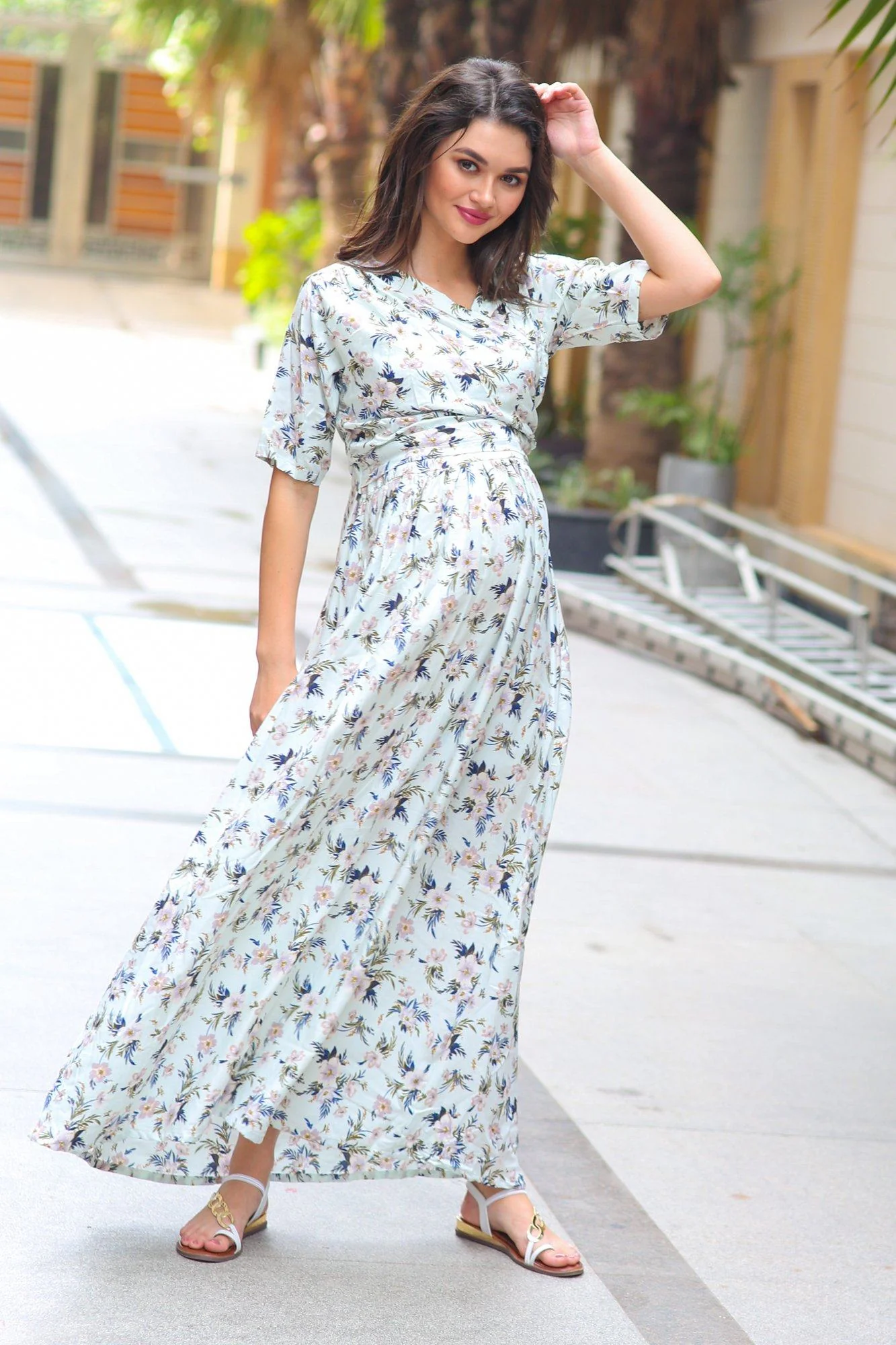 Pastel Orchid Maternity & Nursing Wrap Dress - Chenance