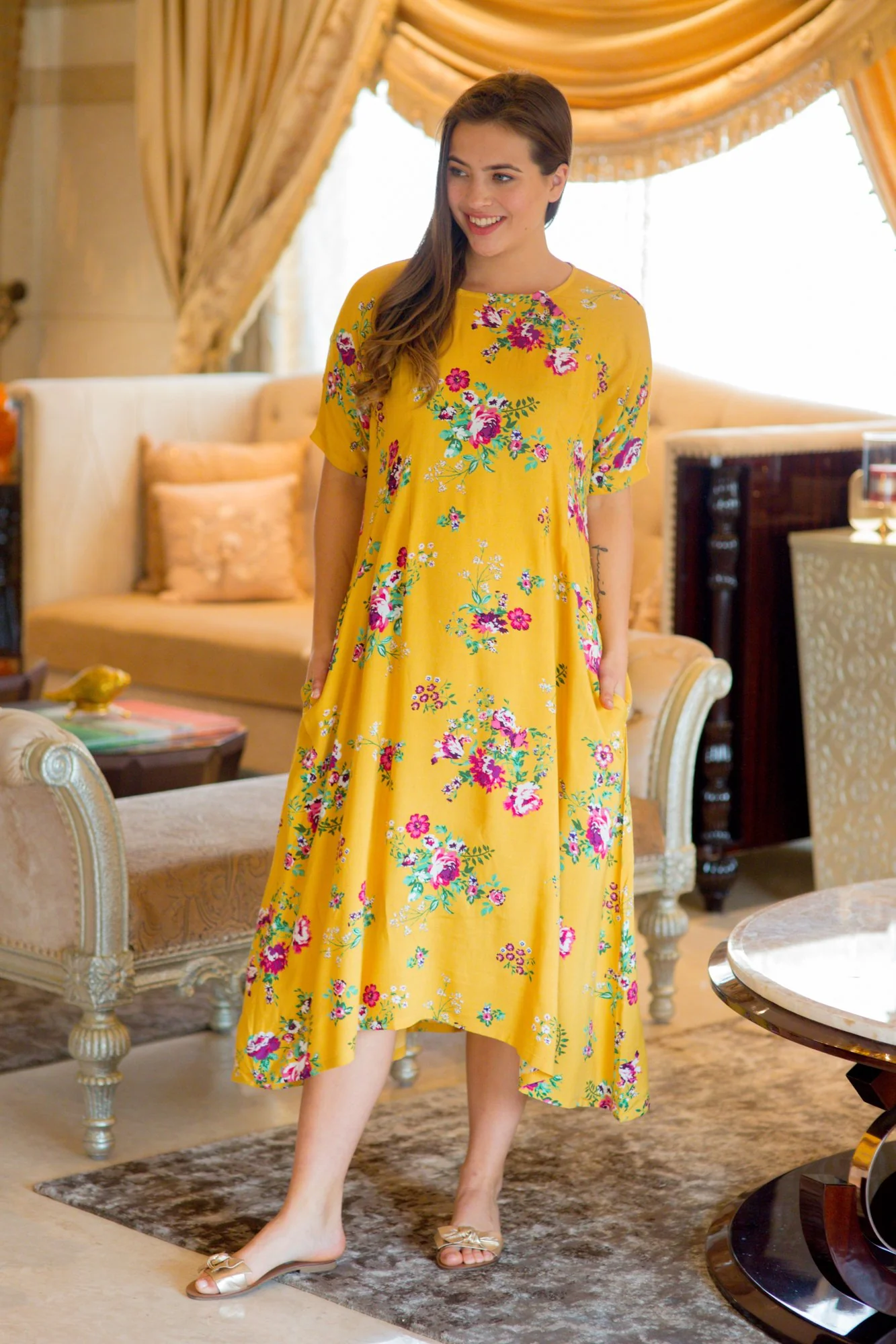 Sunny Love Shoulder Snap Maternity & Nursing Dress / Delivery Gown/ Night Dress - Chenance
