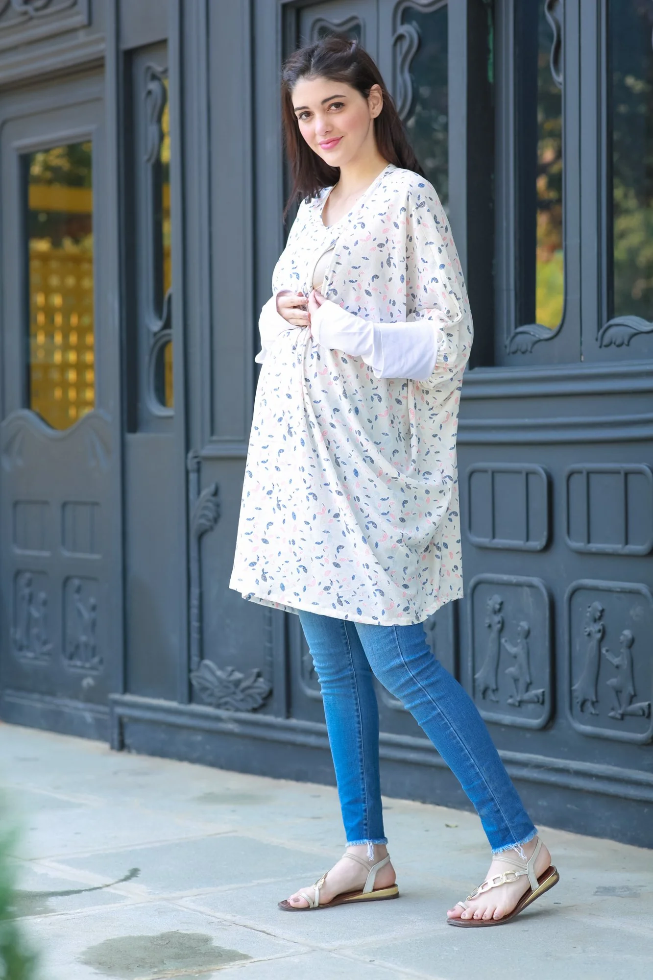 Umbrella Crepe Maternity Kaftan Top - Chenance