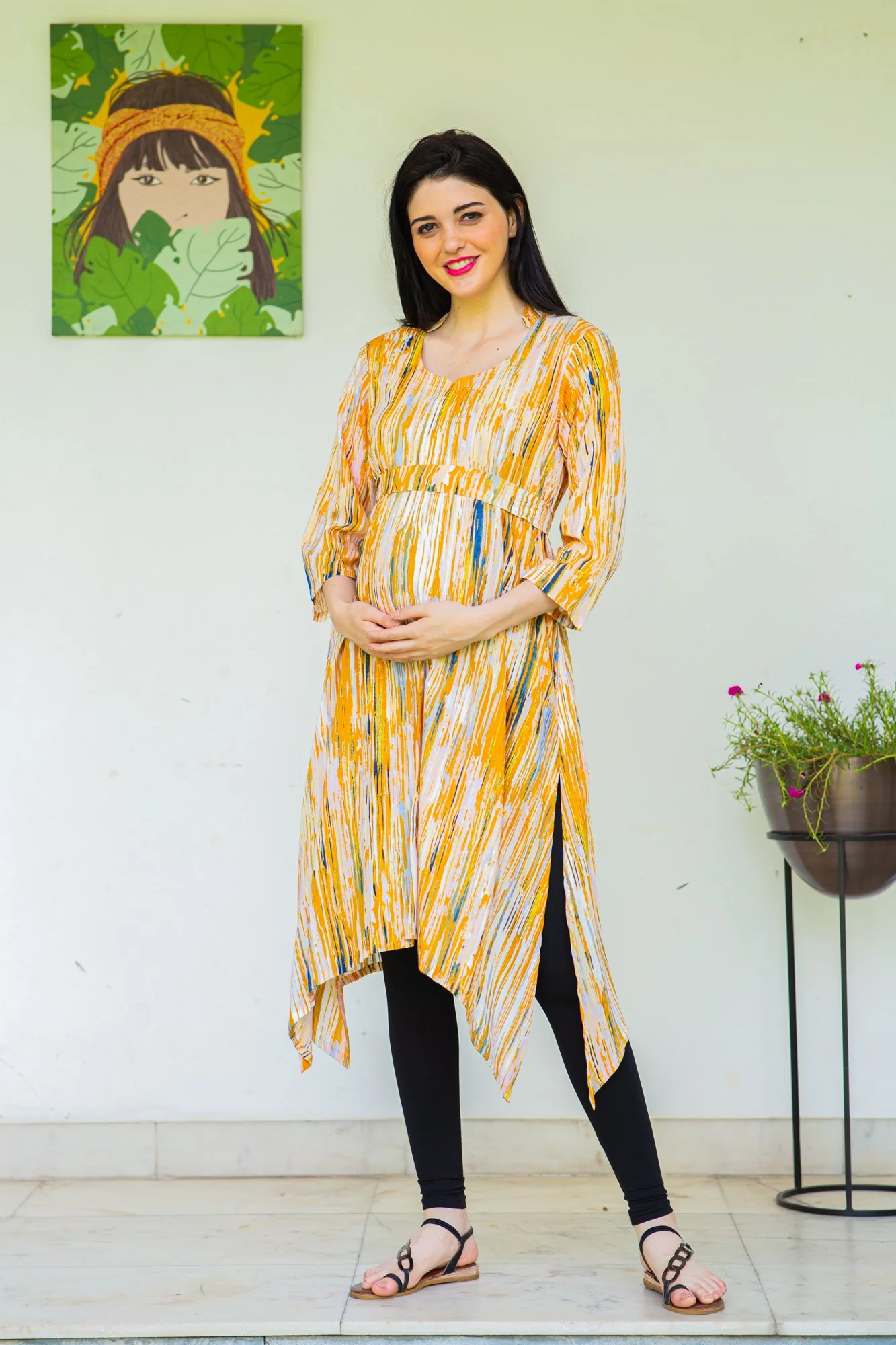Amber Cotton Front Zip Nursing Kurta - Chenance