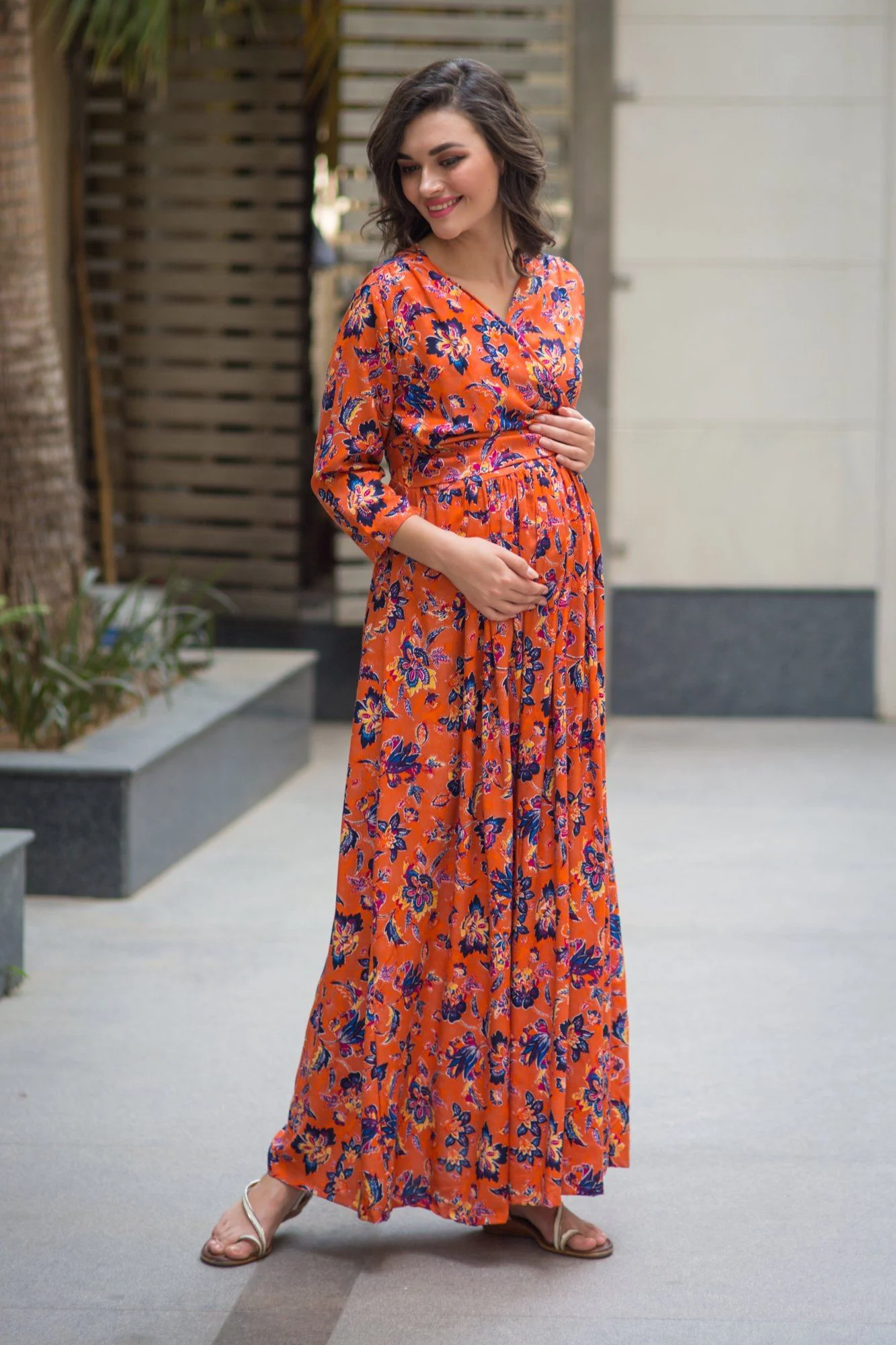 Amber Blossom Maternity & Nursing Wrap Dress - Chenance