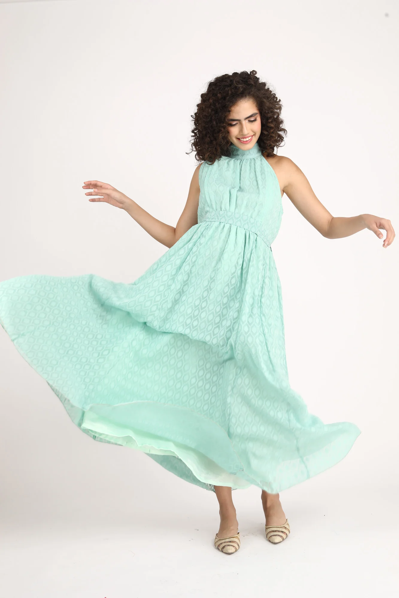 Adorable Turquoise Maternity & Nursing Gathered Dress - Chenance
