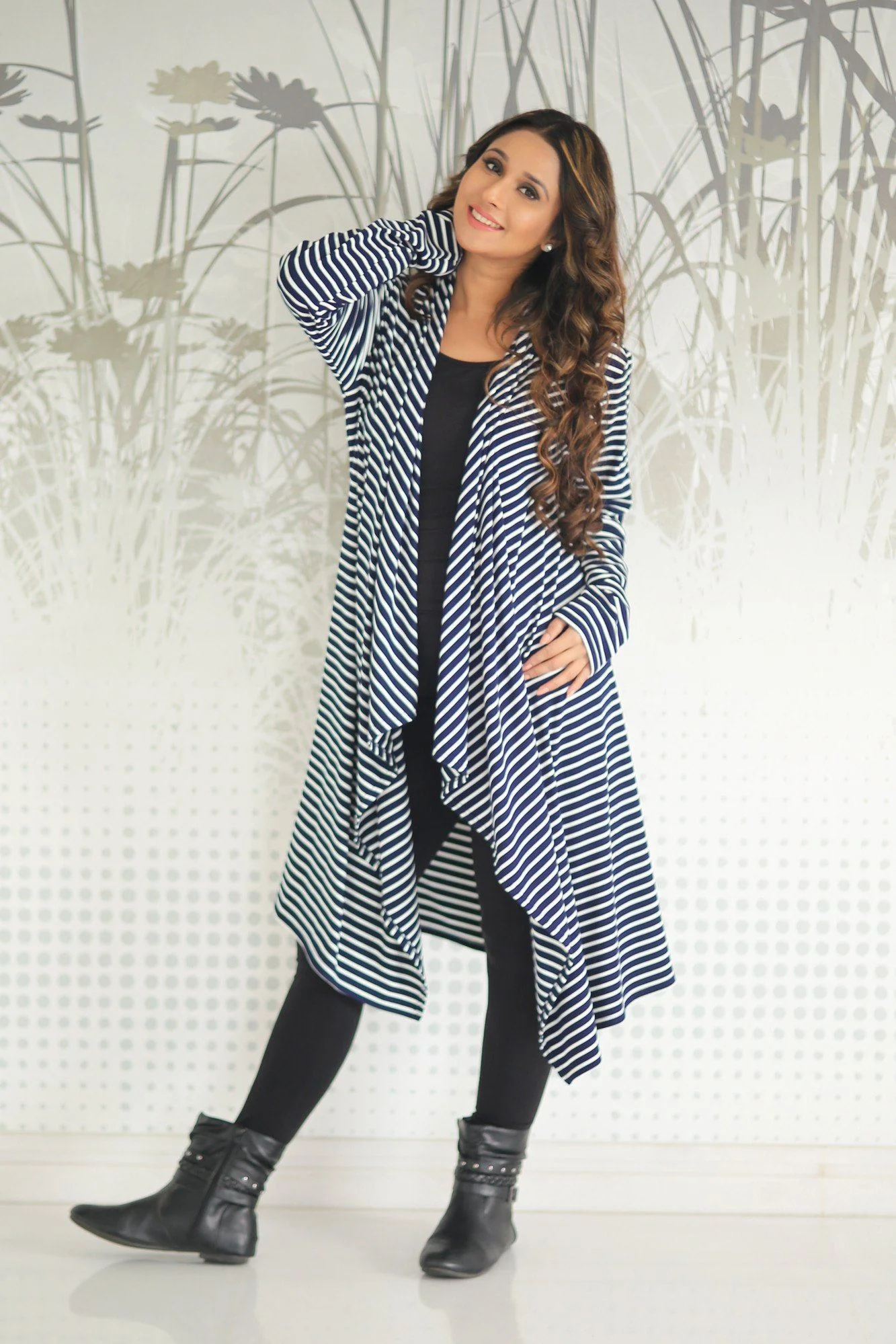 Nautical Stripe Longline Maternity Cardigan - Chenance