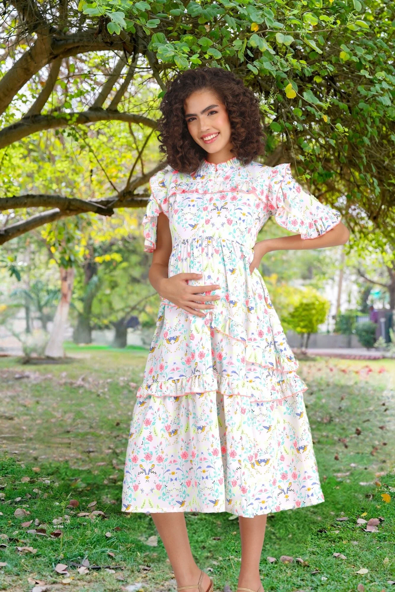 Eden Tropical Maternity & Nursing Frill Dress - Chenance