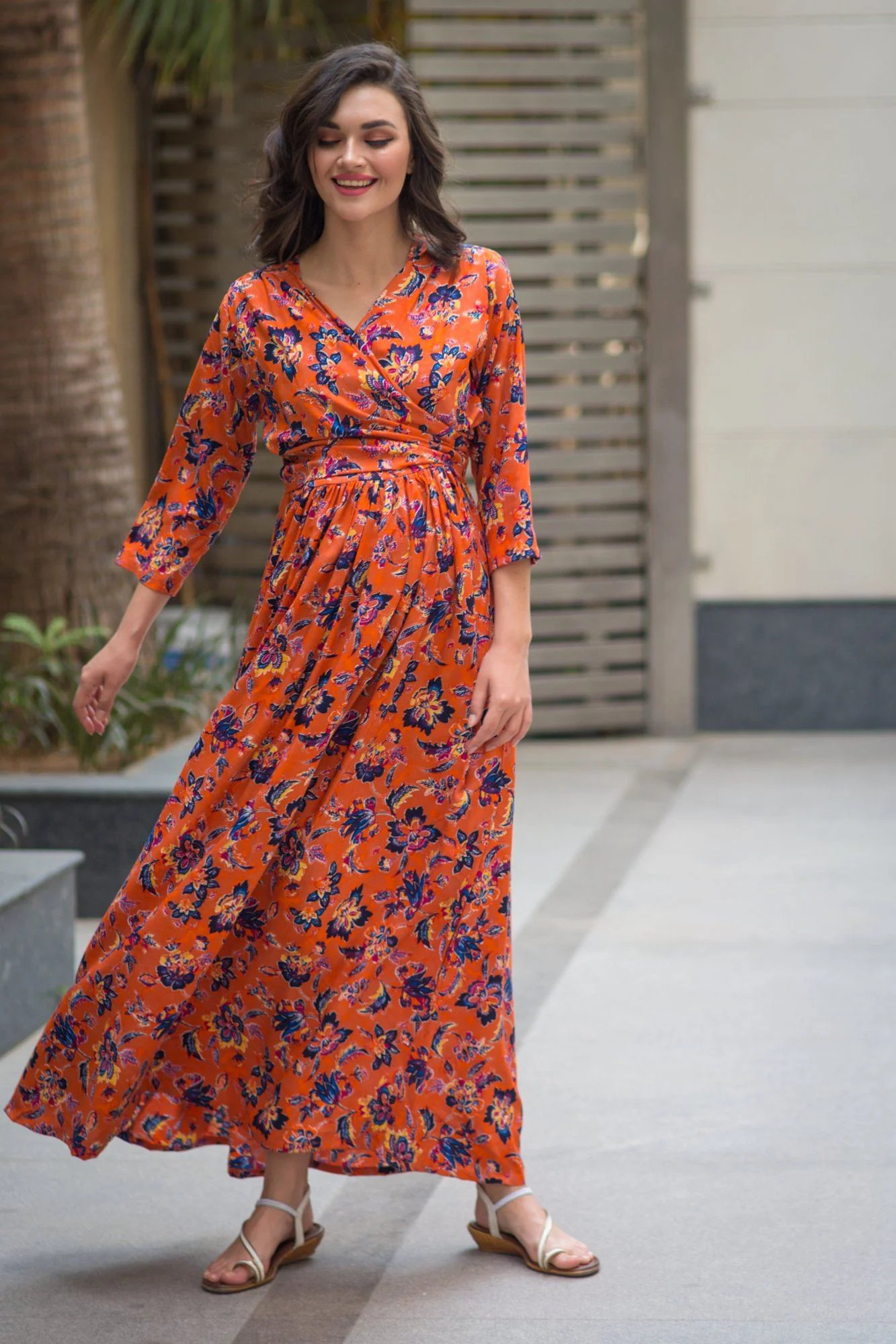 Amber Blossom Maternity & Nursing Wrap Dress - Chenance