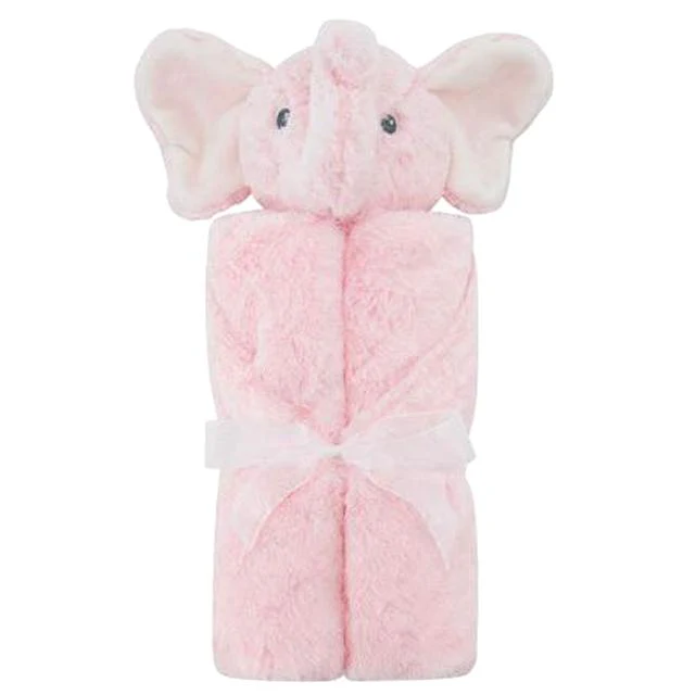 Warm Coral Fleece Pink Elephant Baby Blanket - Chenance