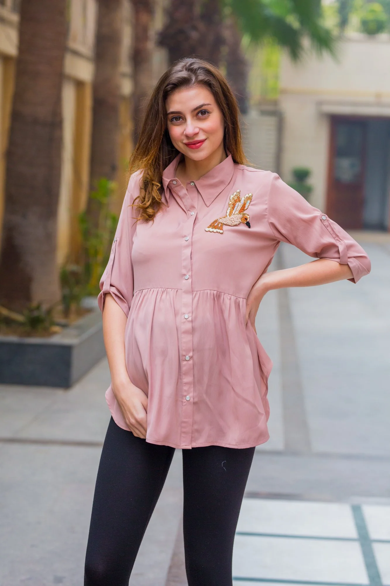Bird Embroidered Maternity & Nursing Top - Chenance