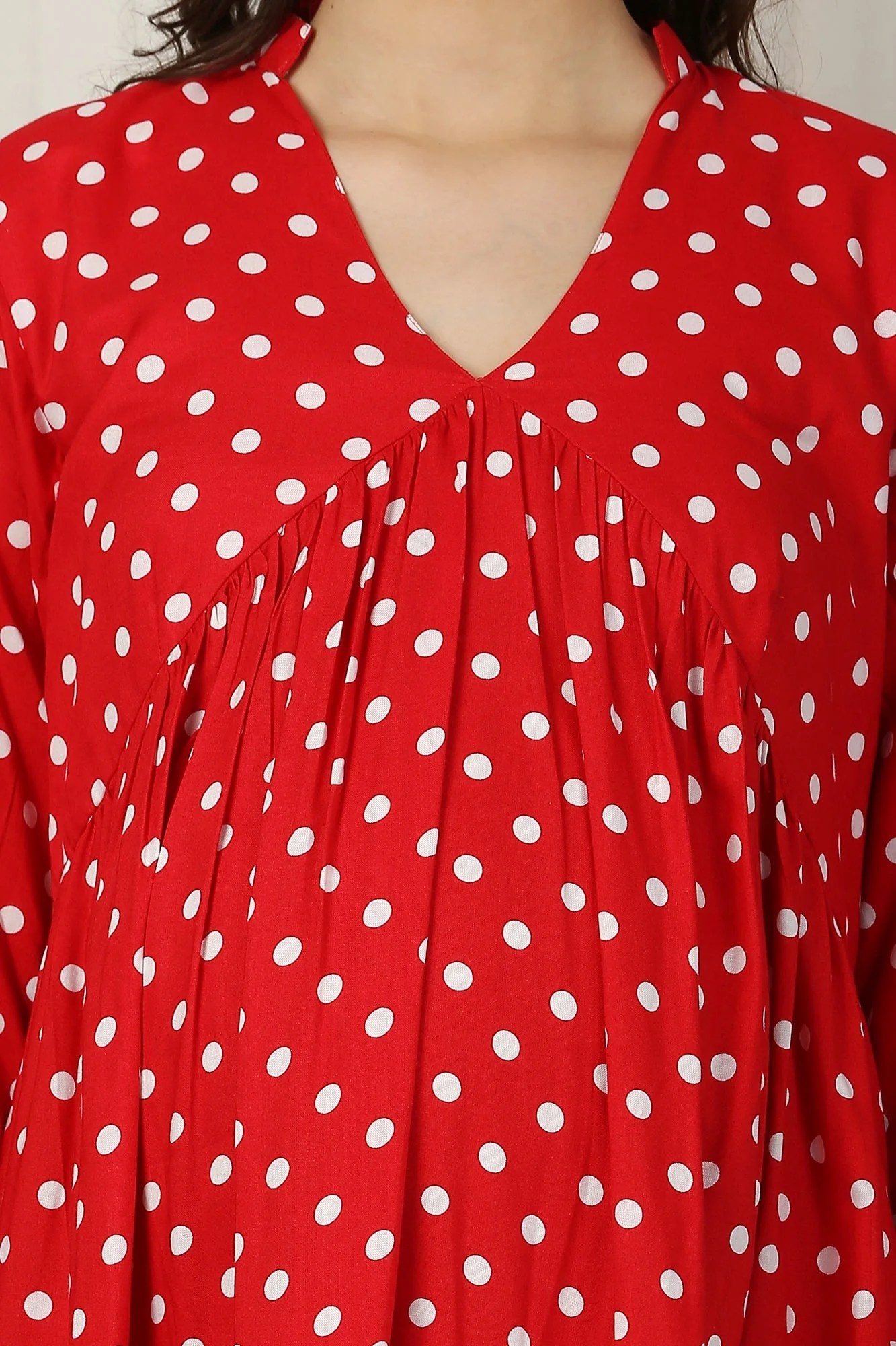 Timeless Red Polka Maternity & Nursing Layered Dress - Chenance