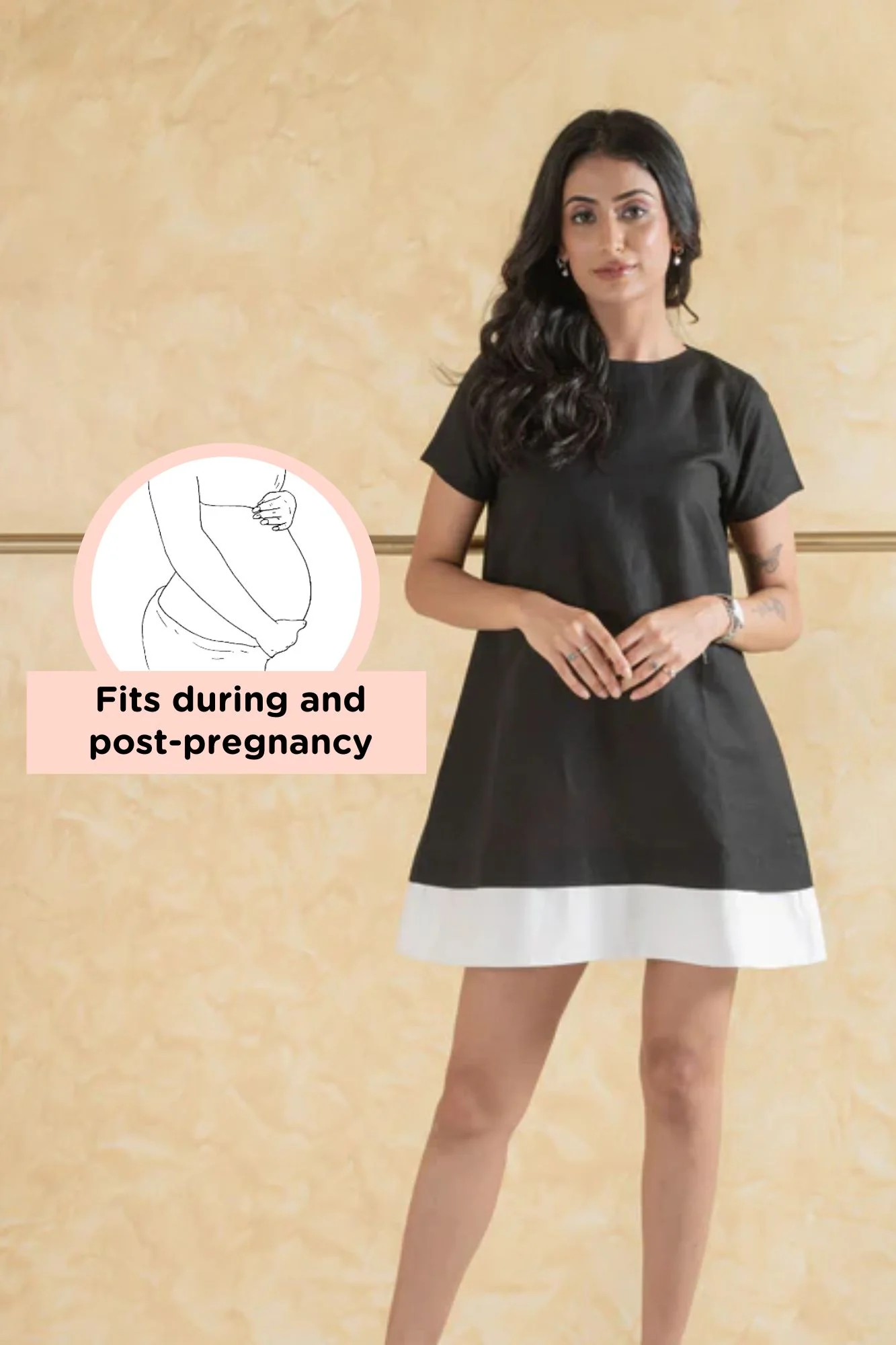 Adorable Black-A-Line Maternity Linen Dress - Chenance