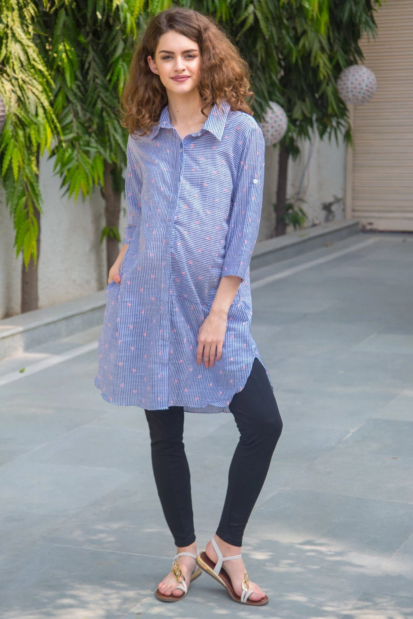 Striped Bird Maternity & Nursing Shirt Dress - Chenance