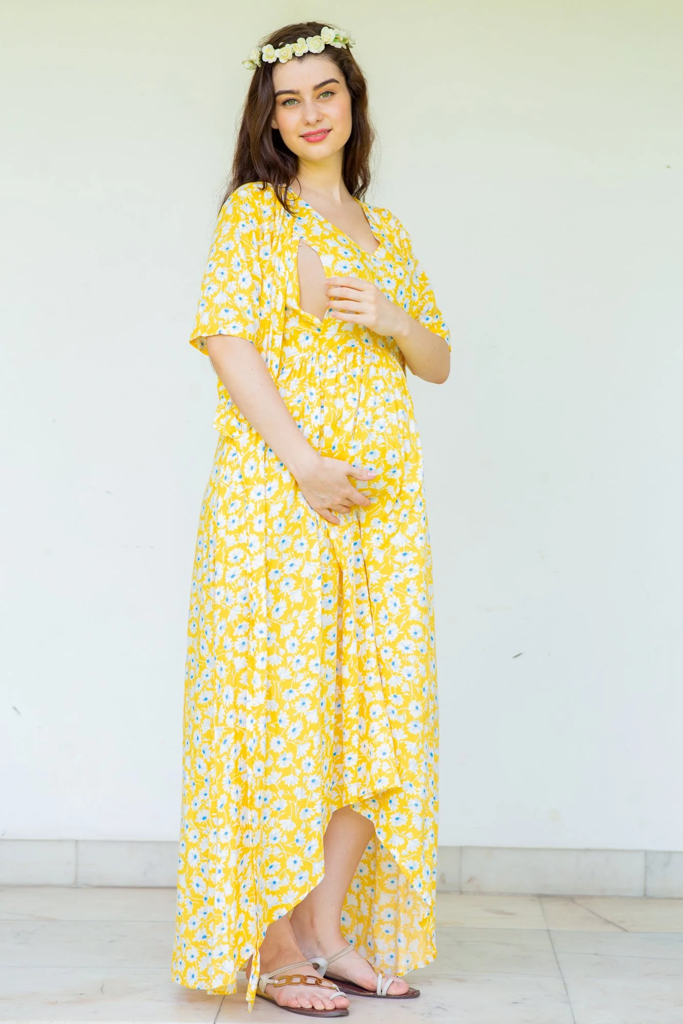 Sunny Maternity & Nursing Hi- Low Wrap Dress - Chenance