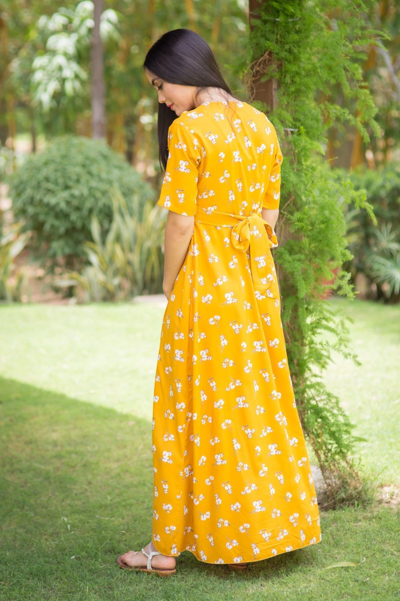 Tuscan Floral High-Low Maternity & Nursing Wrap Dress - Chenance