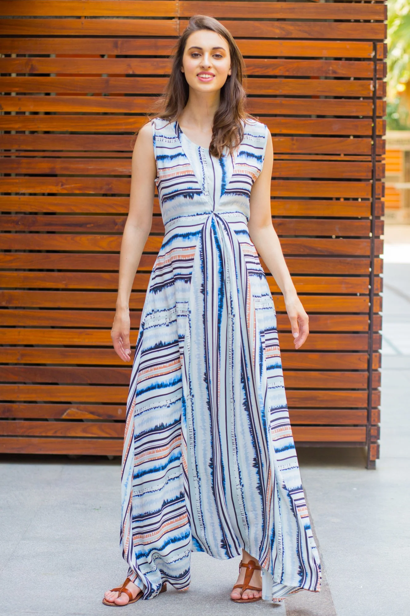 Unique Striped Maternity and Nursing Maxi Dress - Chenance