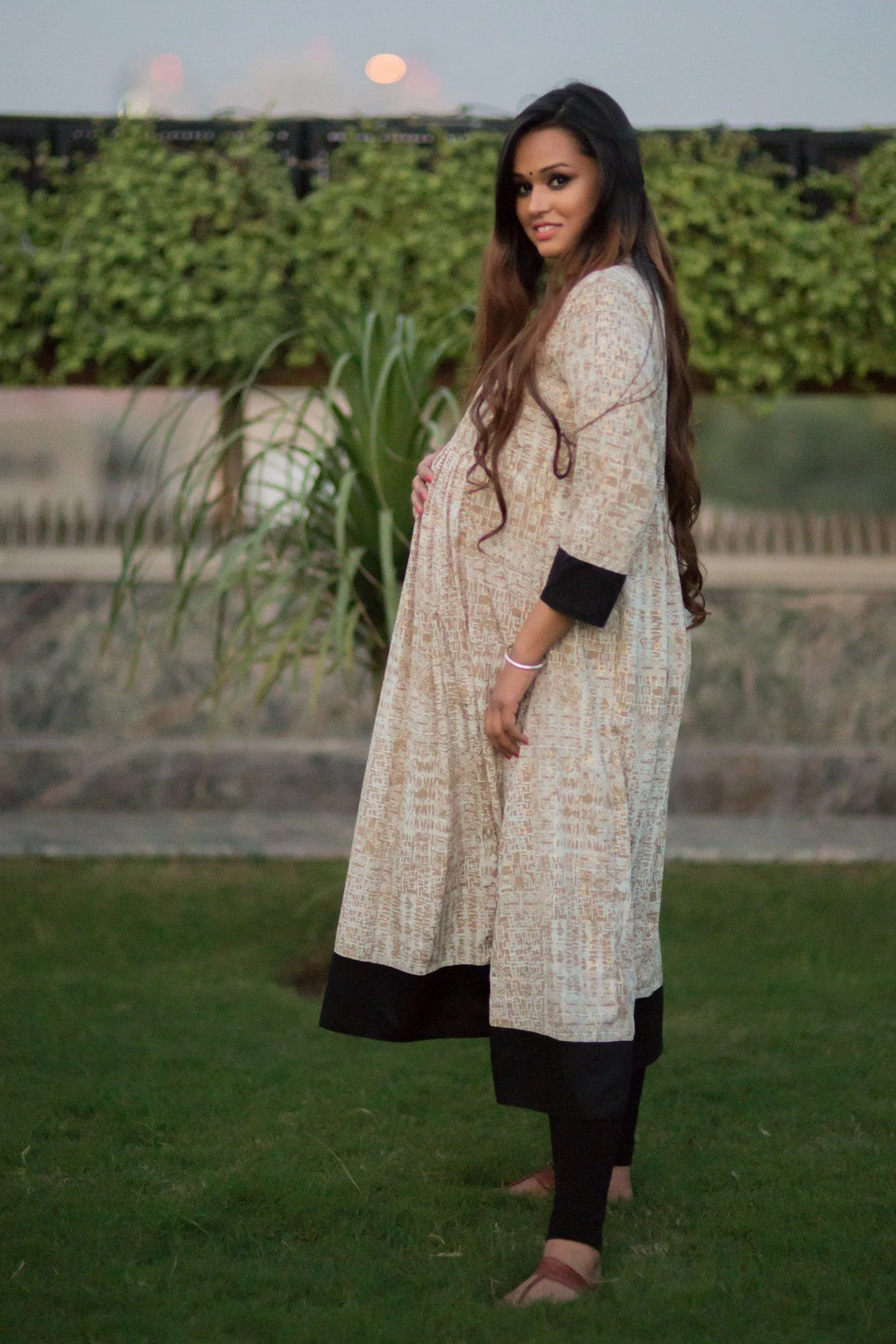 White and Gold Maternity & Nursing Kurta - Chenance