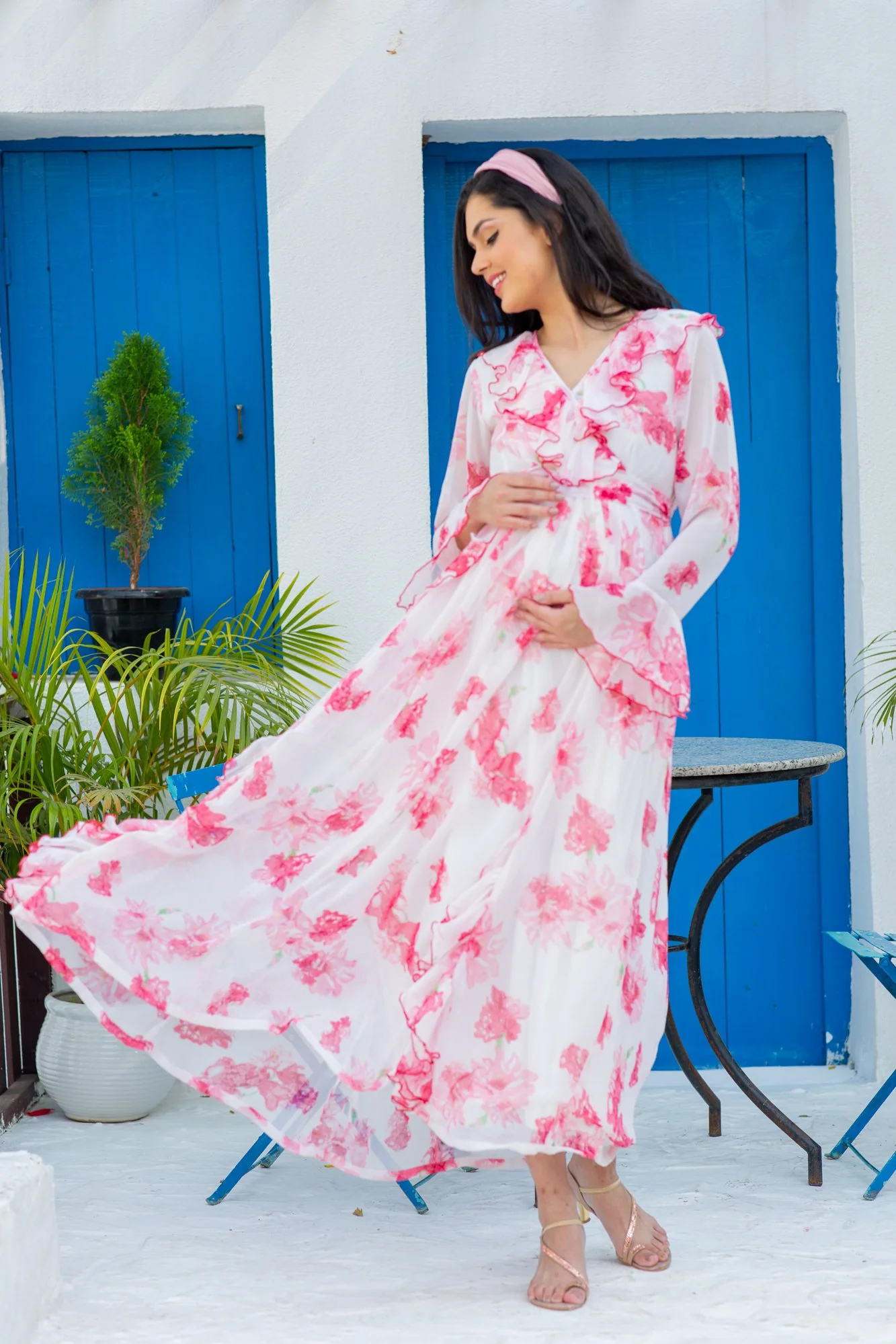 Angelic Rose Blush Maternity & Nursing Frill Dress - Chenance