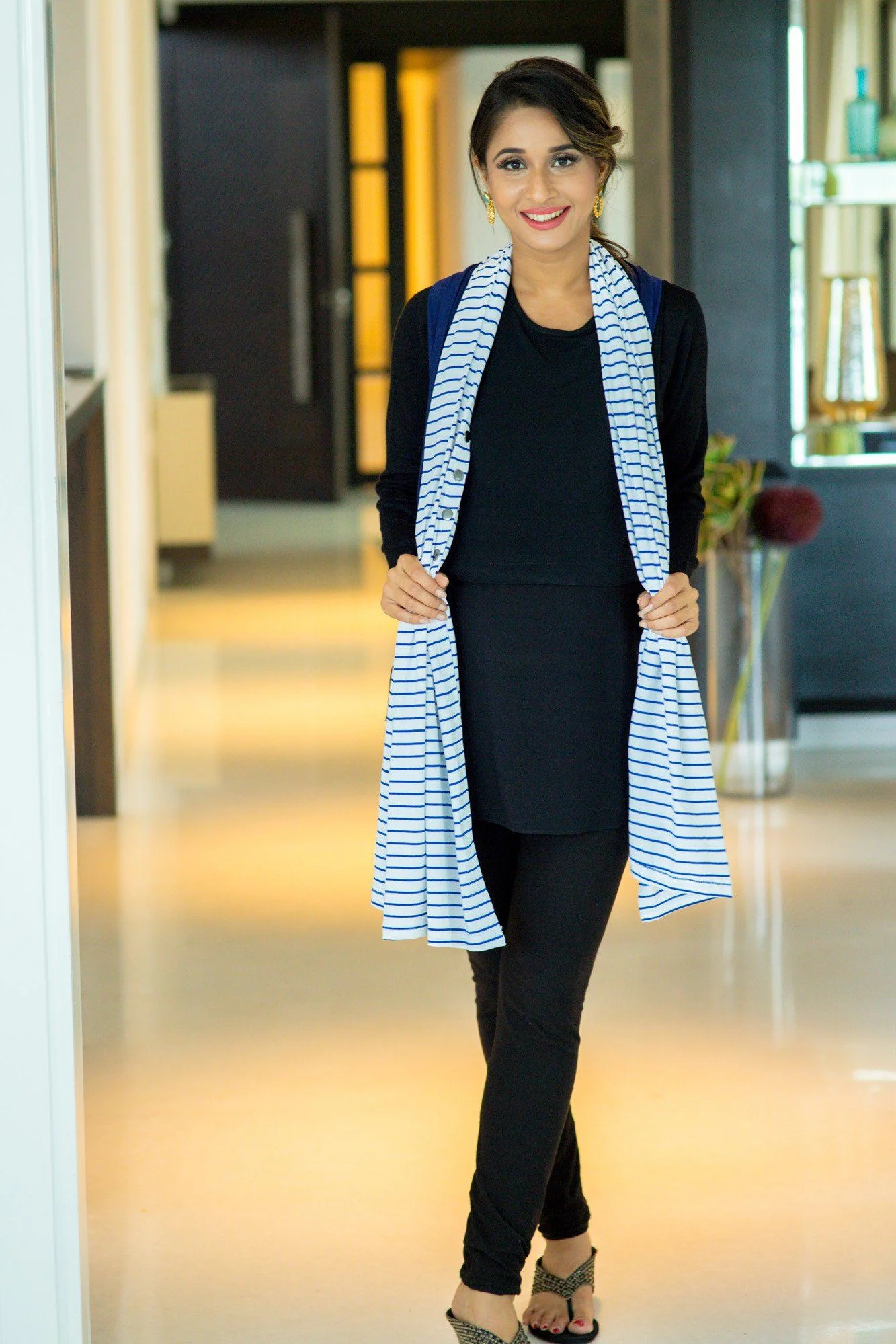 Versatile Nautical Striped Nursing Stole - Chenance