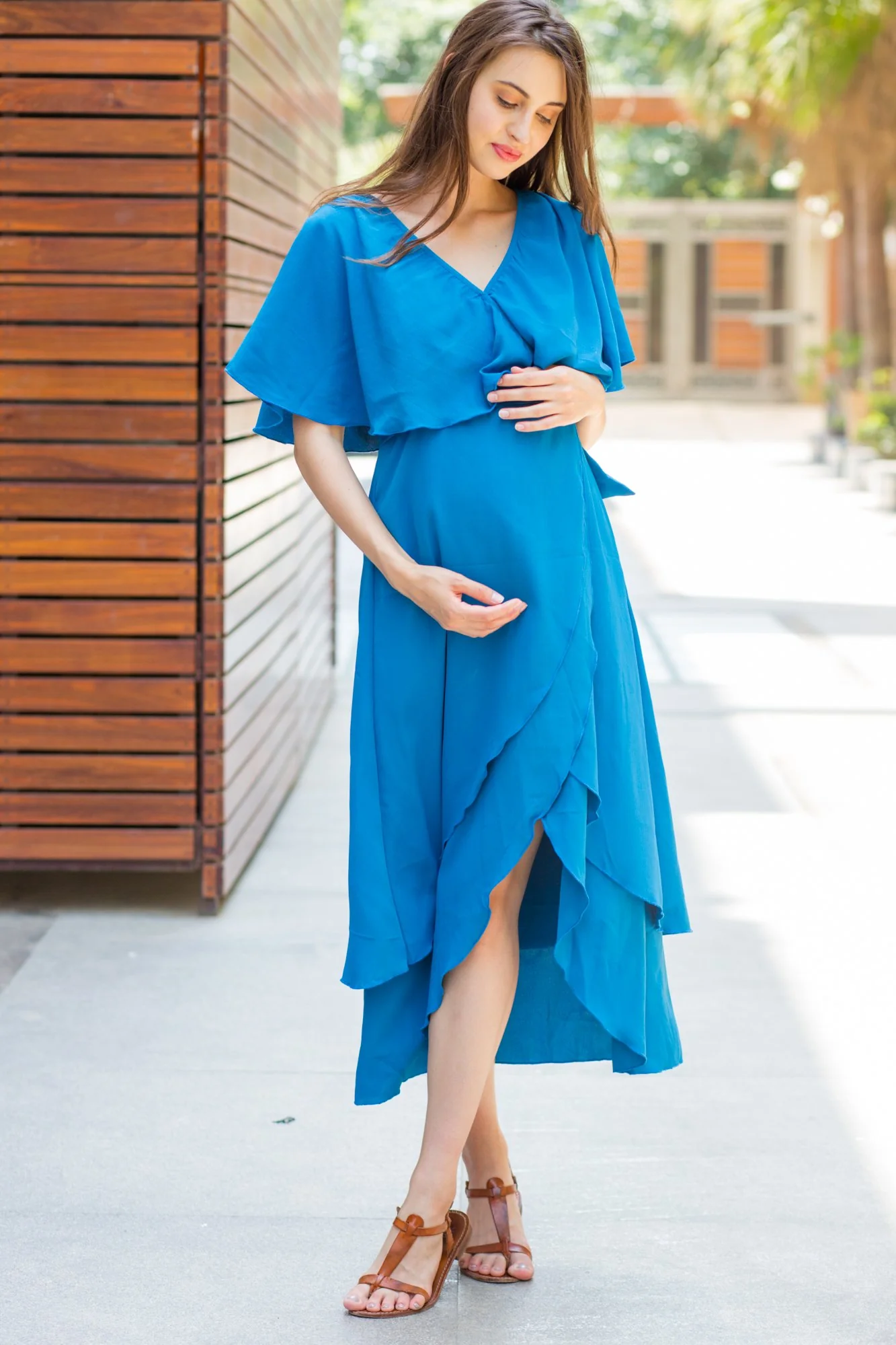 Azure Maternity & Nursing Layer Dress - Chenance