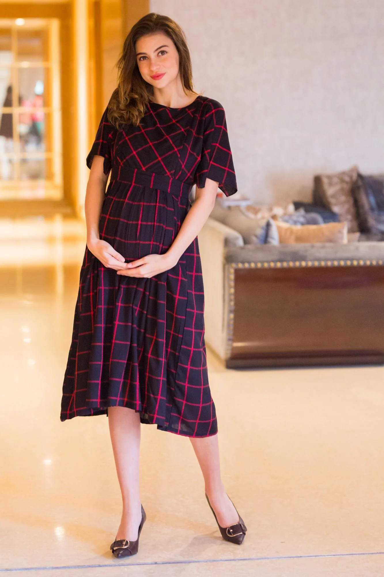 Timeless Plaid Maternity & Nursing Dress - Chenance