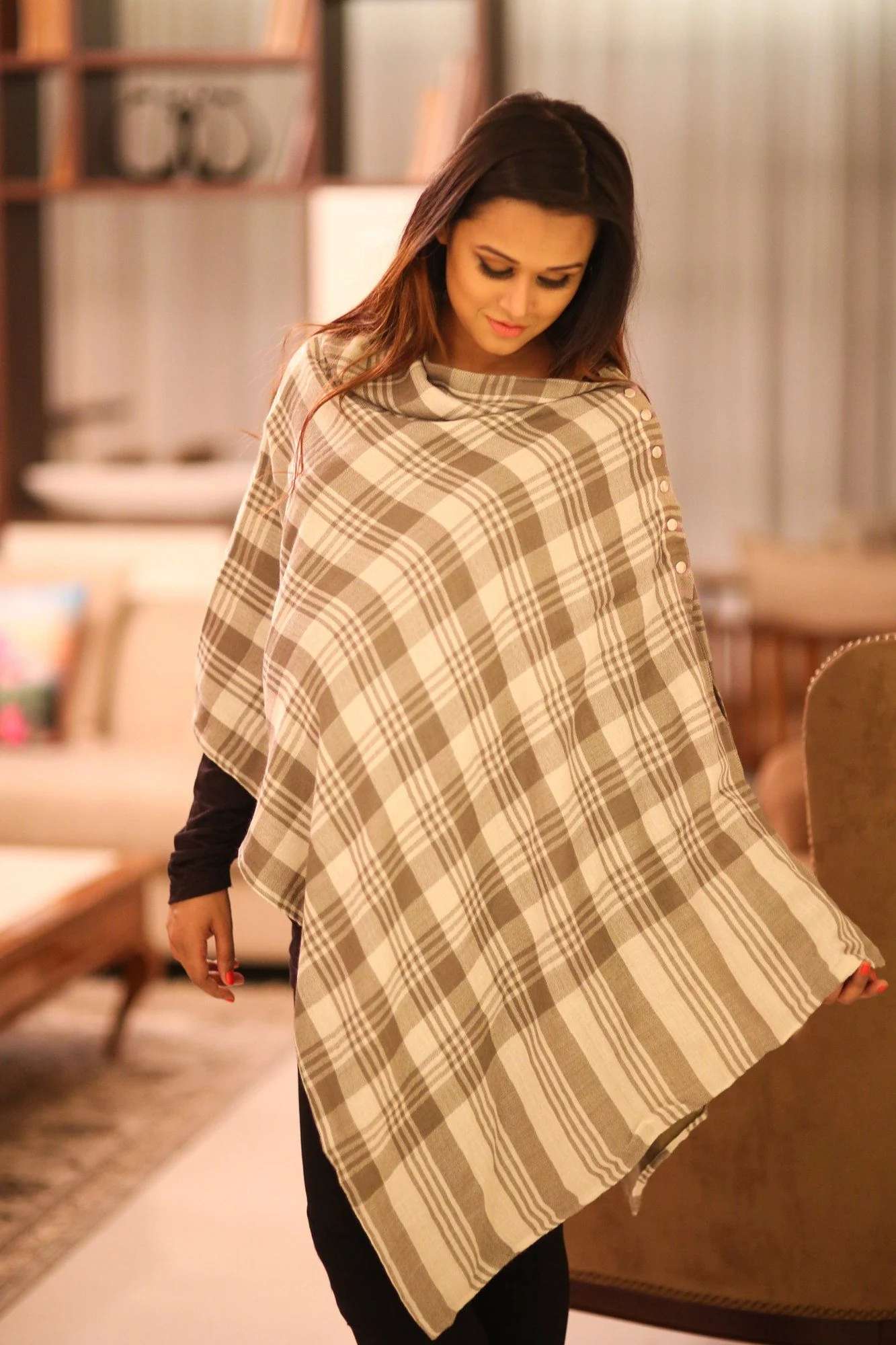 2 in 1 Double Sided Luxe Cashfeel Silk Wool Nursing Stole - Chenance