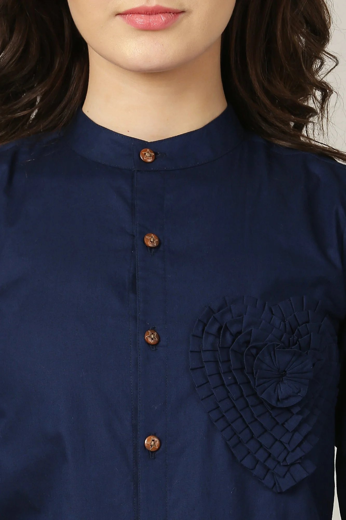 Women French Navy Enrich Shirt (100% Cotton) - Chenance