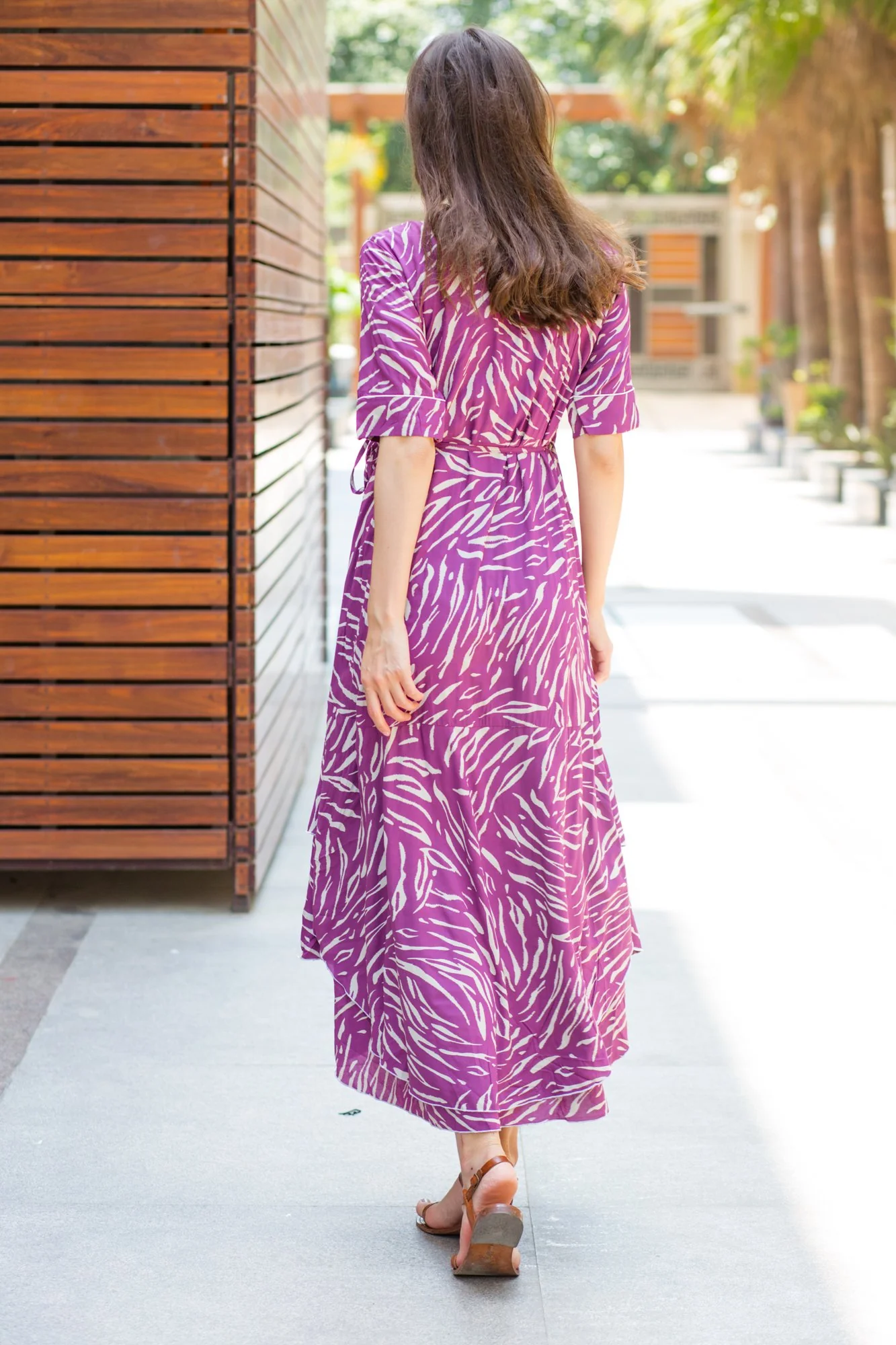 Violet Print Maternity & Nursing Flair Dress - Chenance