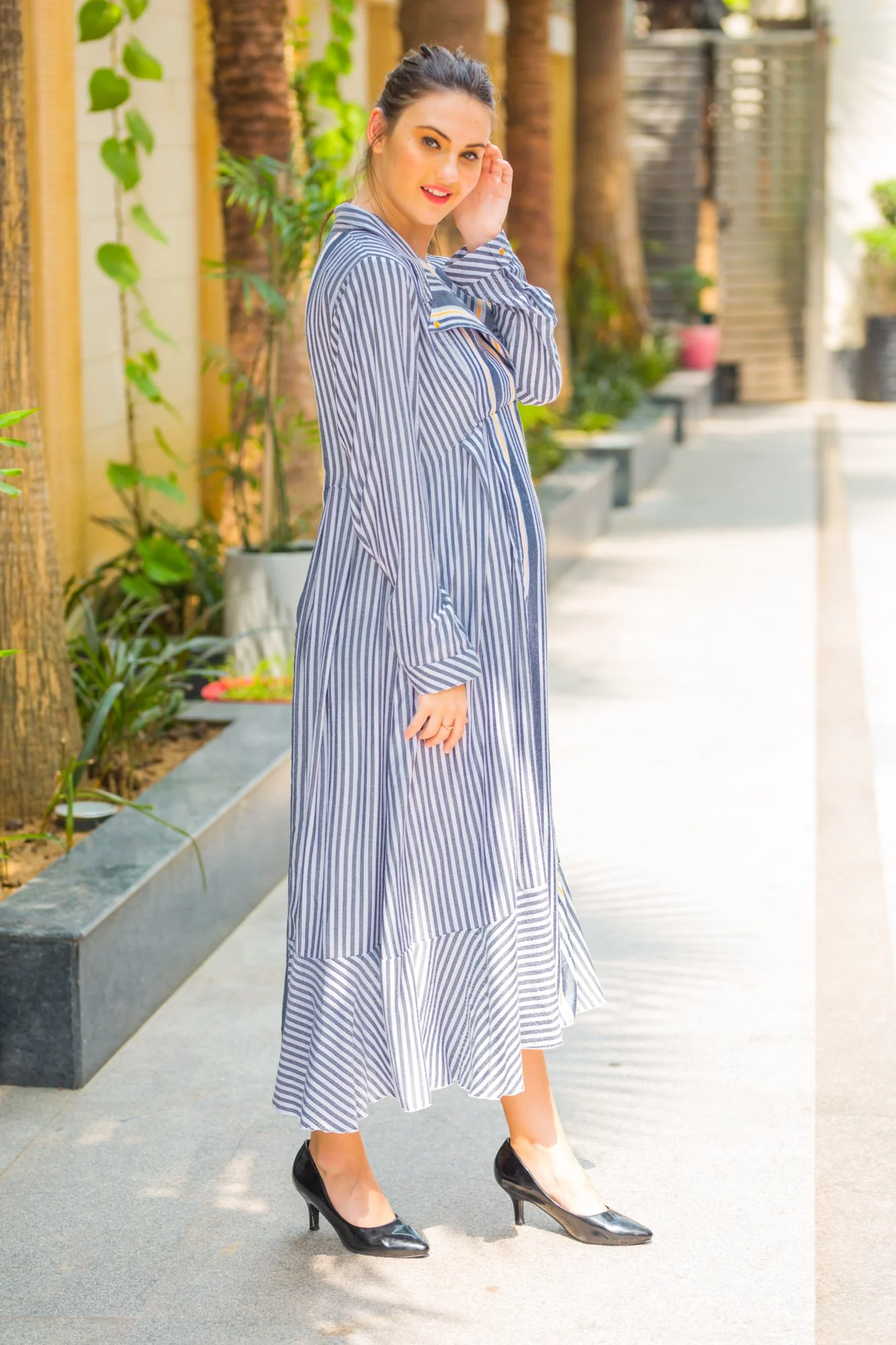 Timeless Striped Maternity and Nursing Maxi Dress - Chenance