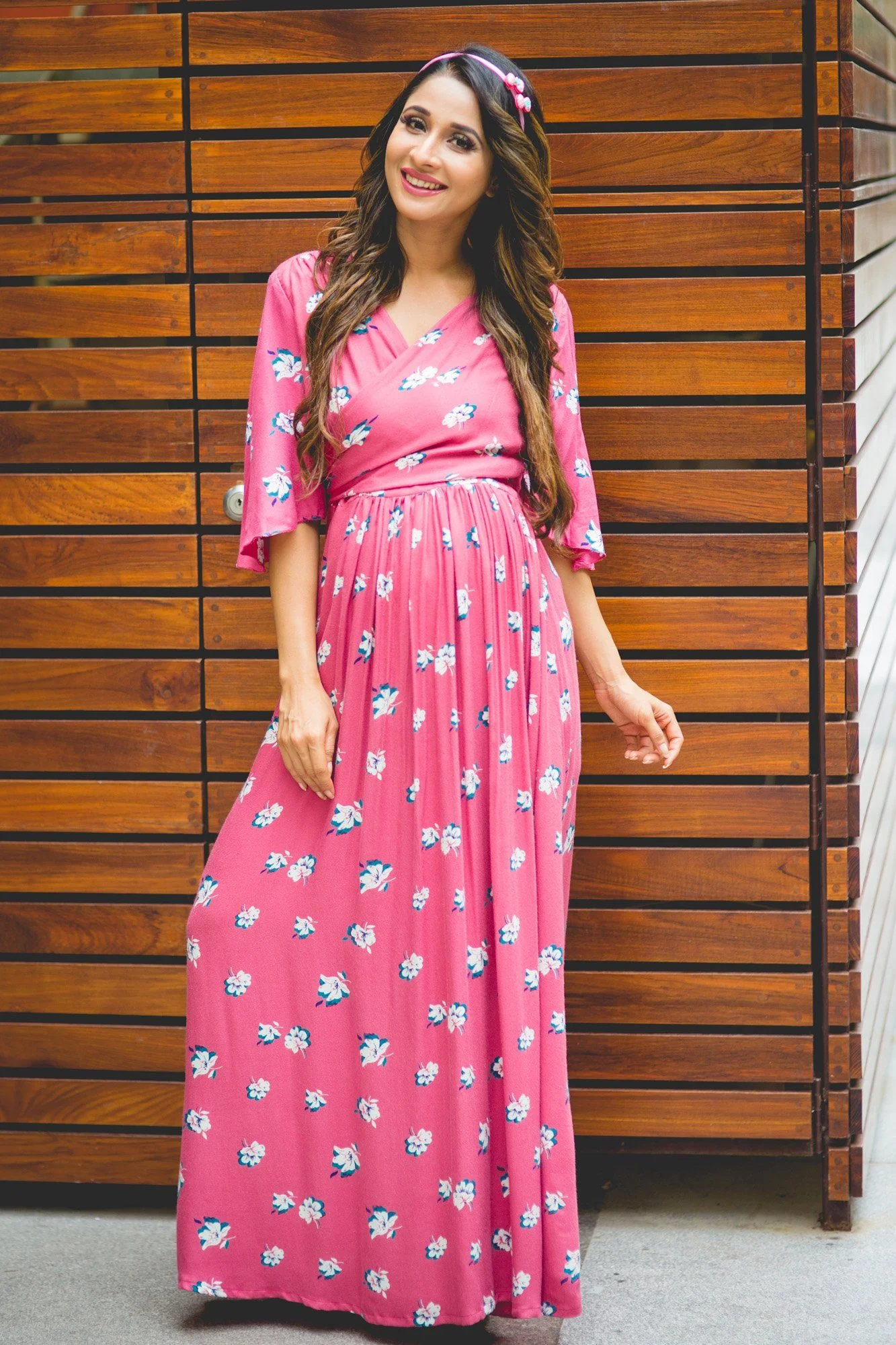 Pink Glow Lilly Maternity & Nursing Wrap Dress - Chenance
