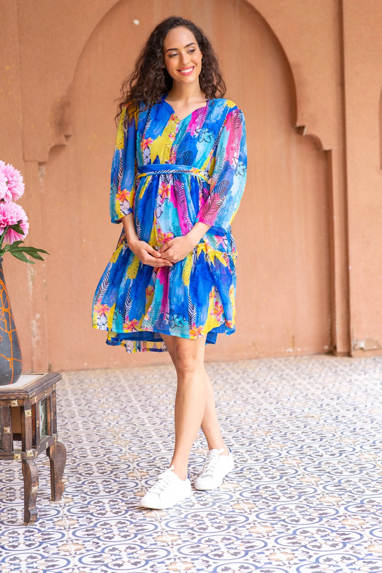 Aquamarine Swing Maternity Flair Dress - Chenance