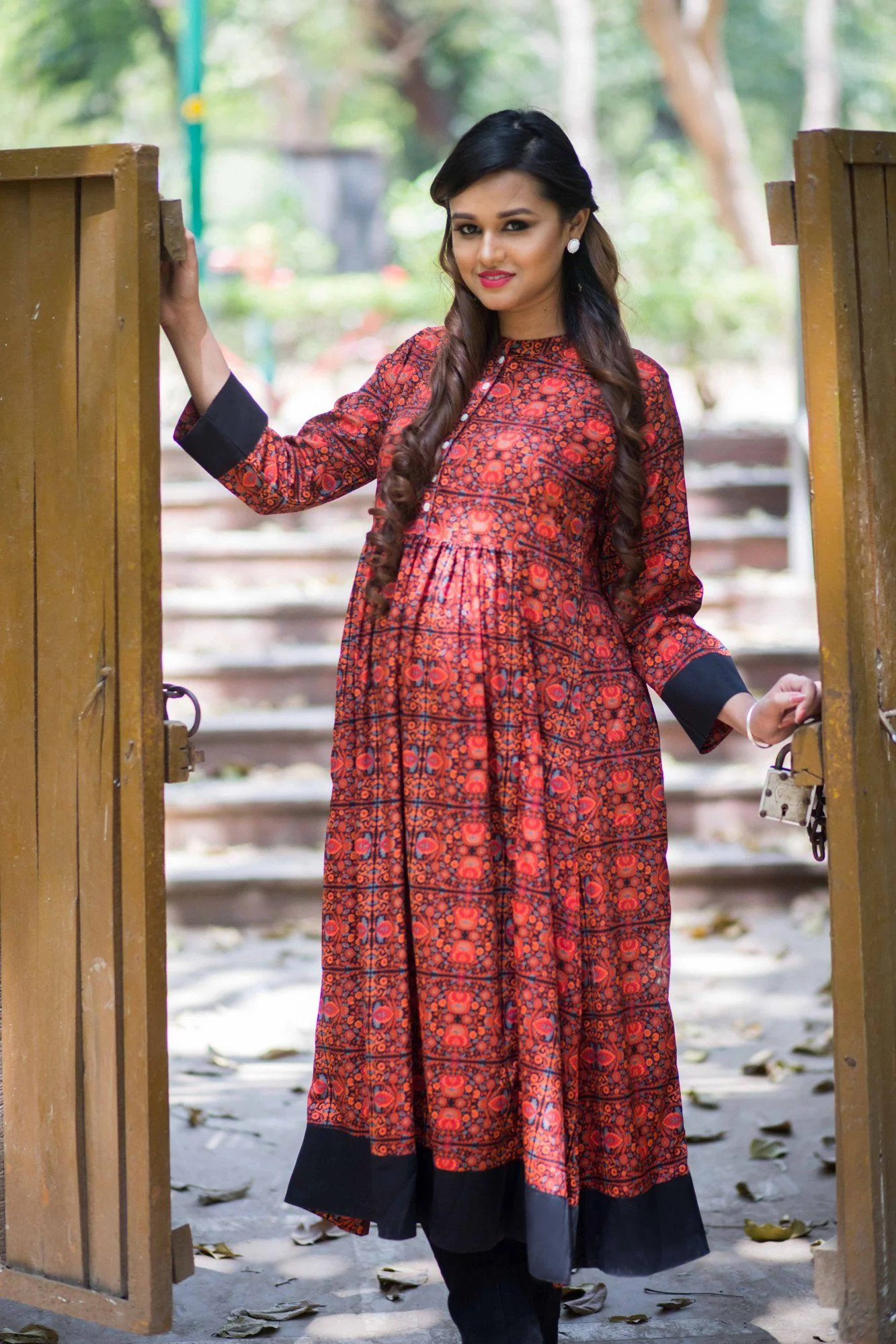 Classic Print Long Maternity and Nursing Kurta - Chenance