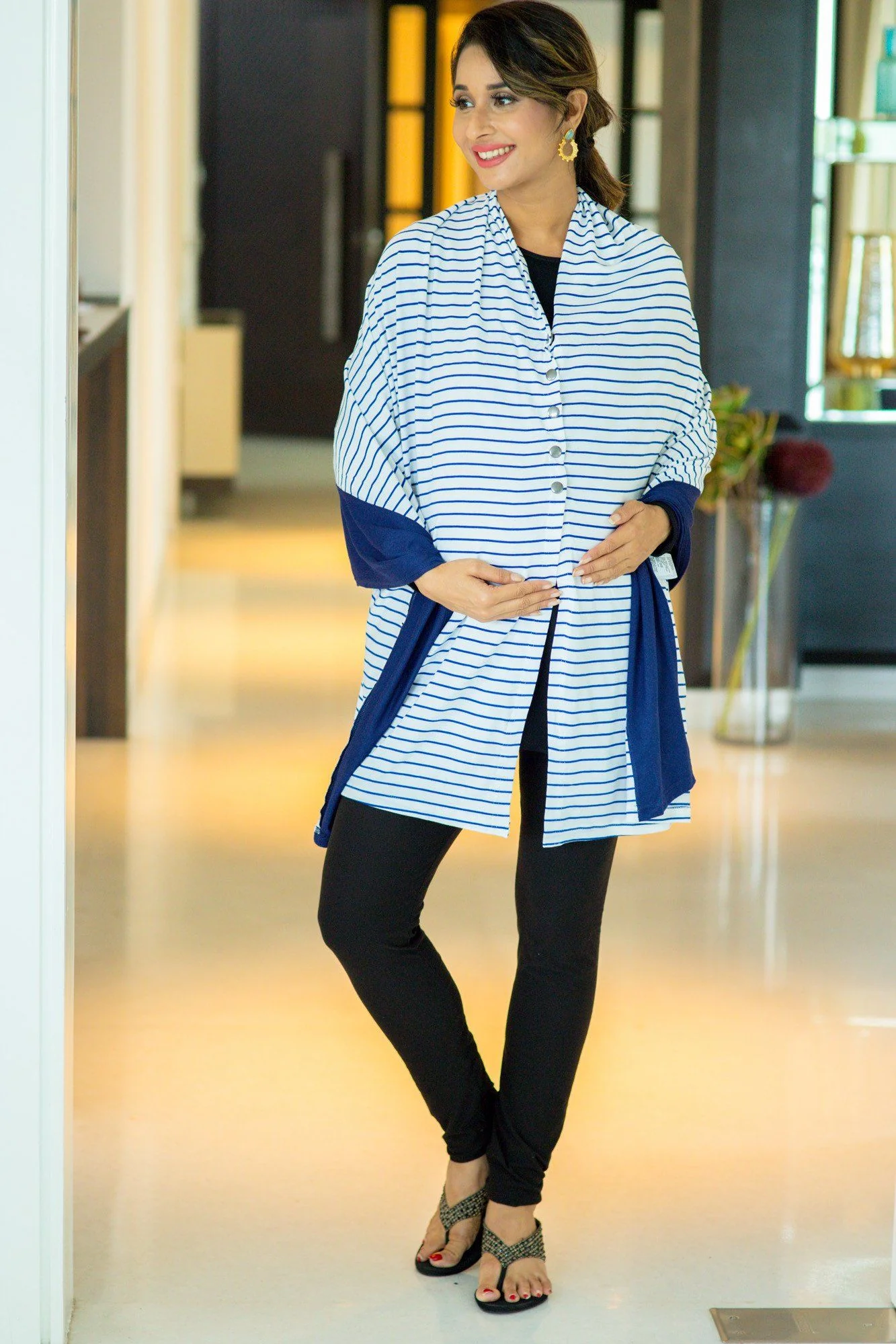 Versatile Nautical Striped Nursing Stole - Chenance