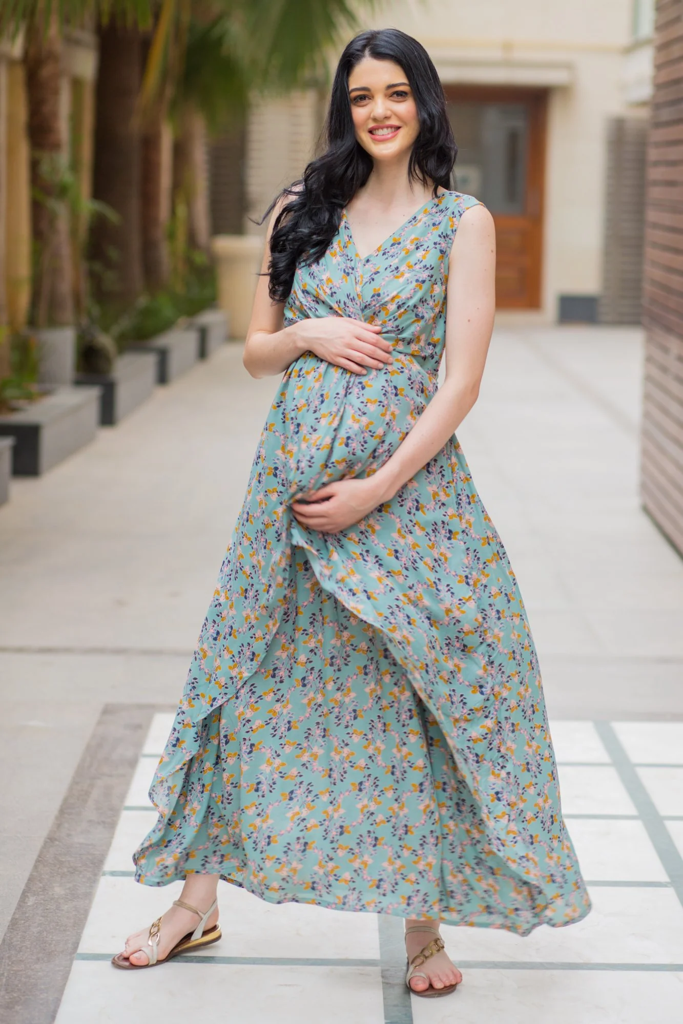 Unique Sage Green Maternity Dress - Chenance